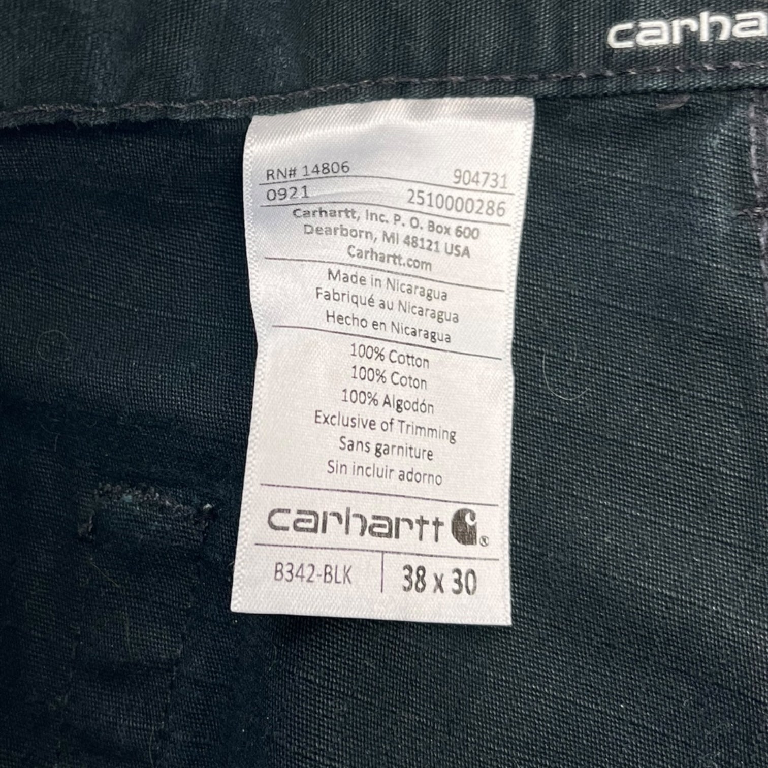 Carhartt Double Knee Cargo Bottoms Noir