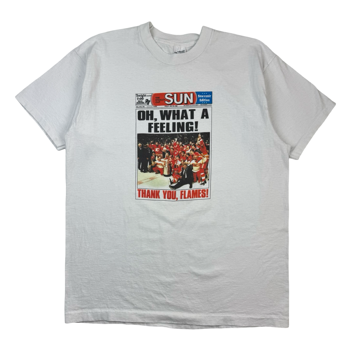 1989 Calgary Flames The Stanley Cup Sun NHL T-Shirt