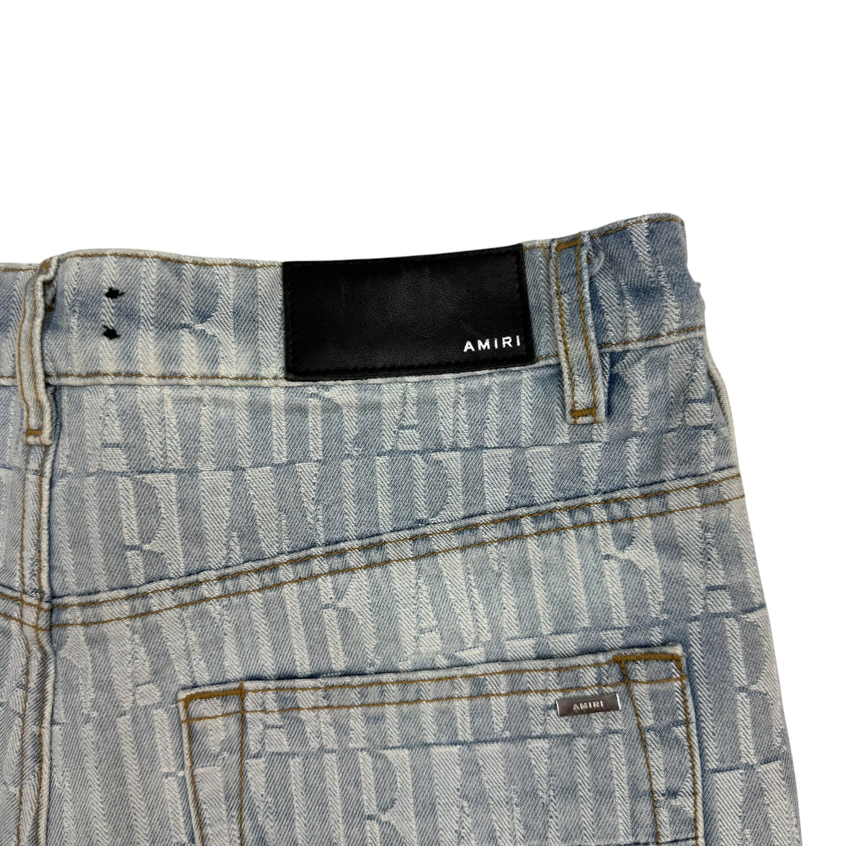 Amiri Logo Jacquard Snap-Off Denim Jeans Light Wash