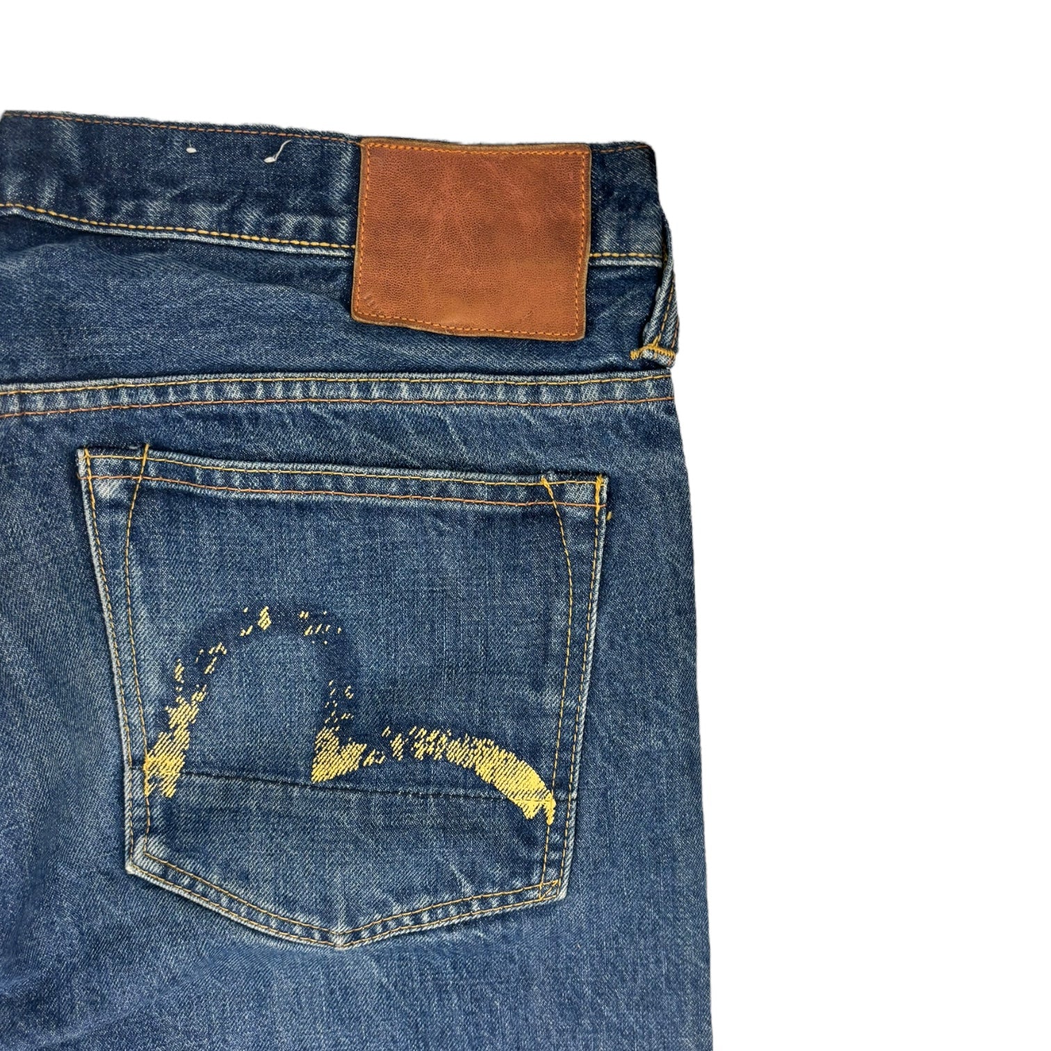 Vintage Y2K Evisu Yellow Seagull Denim Pant Dark Wash