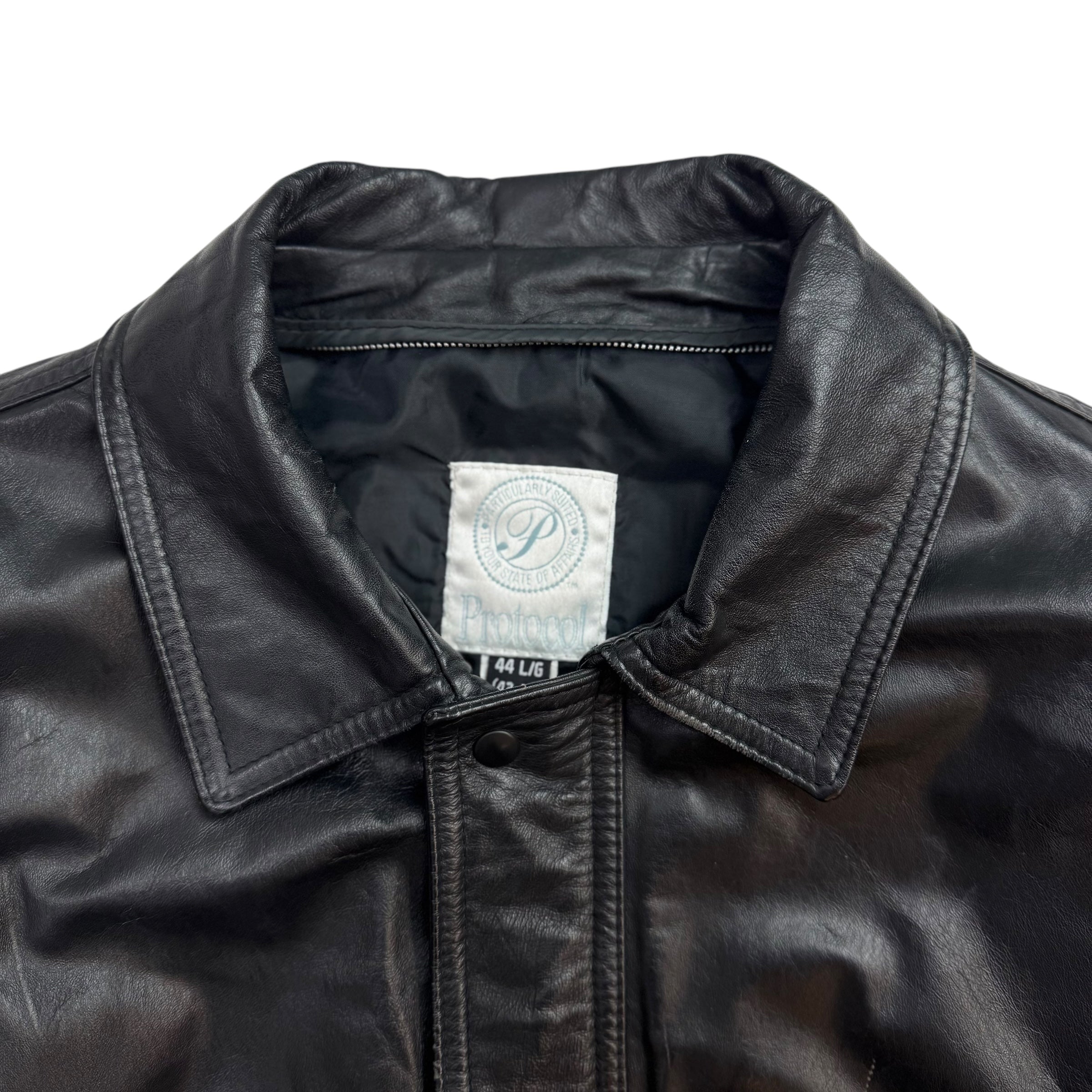 Vintage Protocol Leather Jacket Black