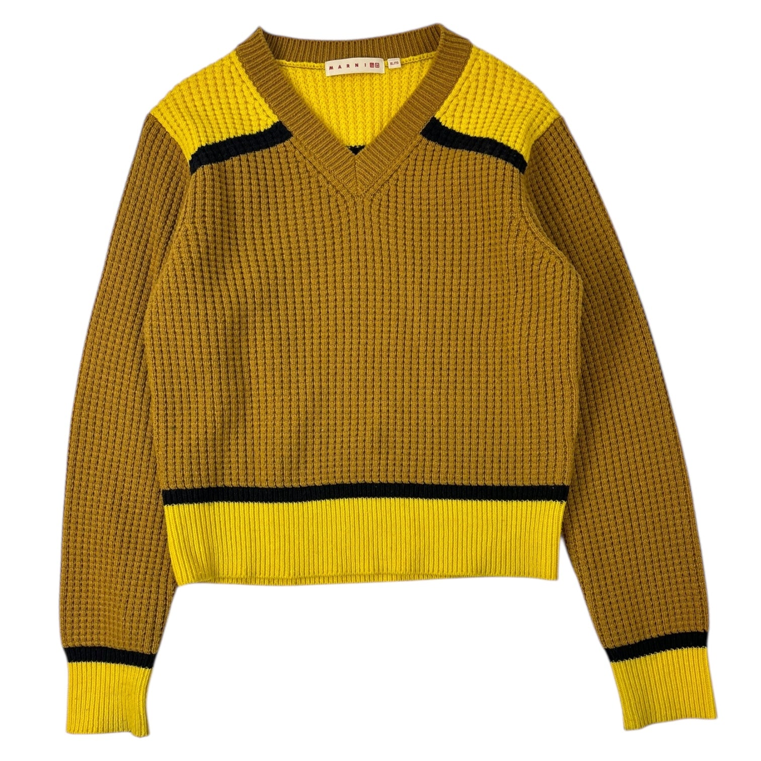 MARNI x Uniqlo FW22 Popcorn Knit V-Neck Sweater Yellow