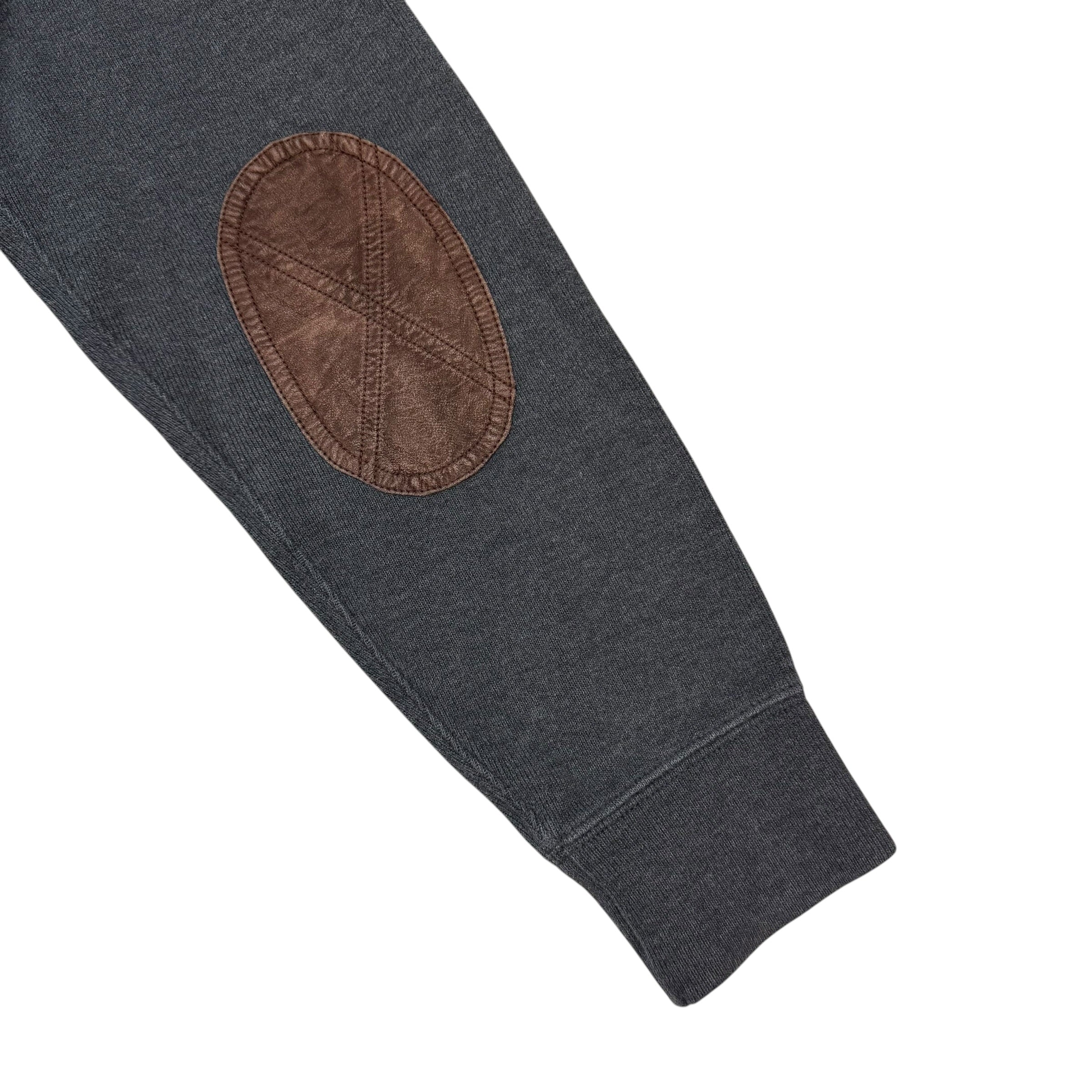Vintage Polo Ralph Lauren Quilted Elbow Hoodie Dark Grey