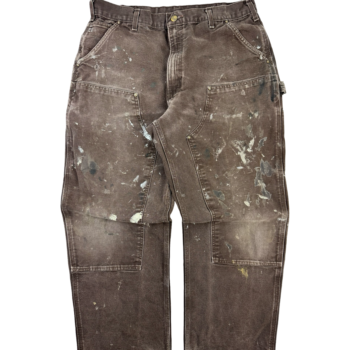Vintage Carhartt Paint Splattered Double Knee Bottoms Dark Chocolate