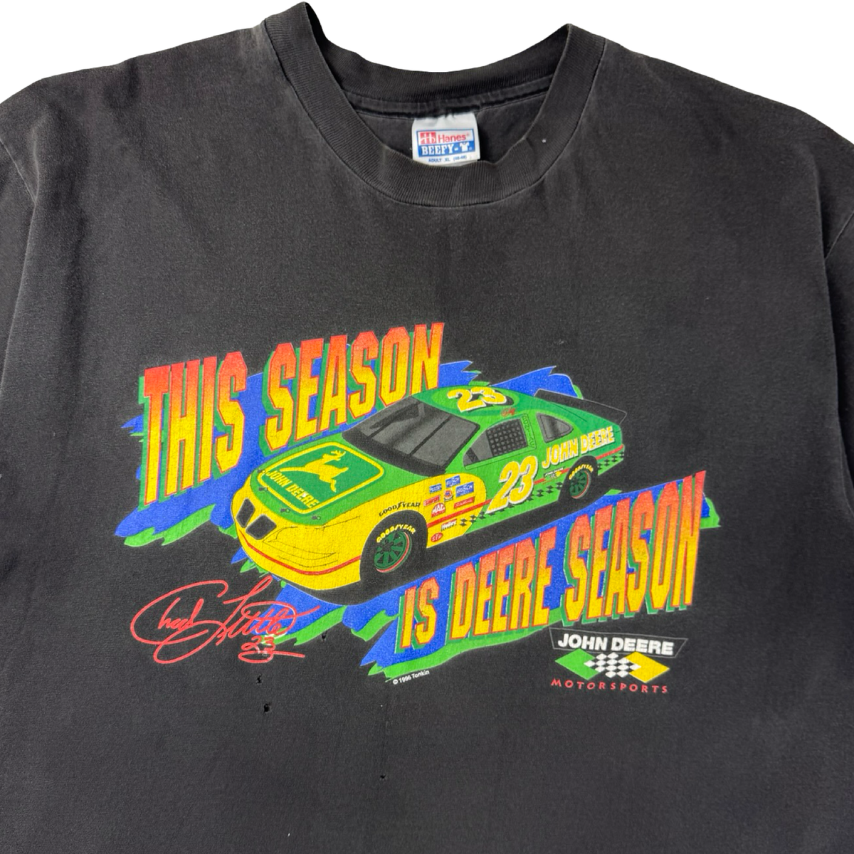 1996 John Deere NASCAR Promo T-Shirt Faded Black