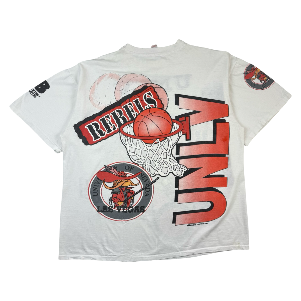 1991 UNLV Runnin’ Rebels Slam Dunk Bulletin Basketball T-Shirt