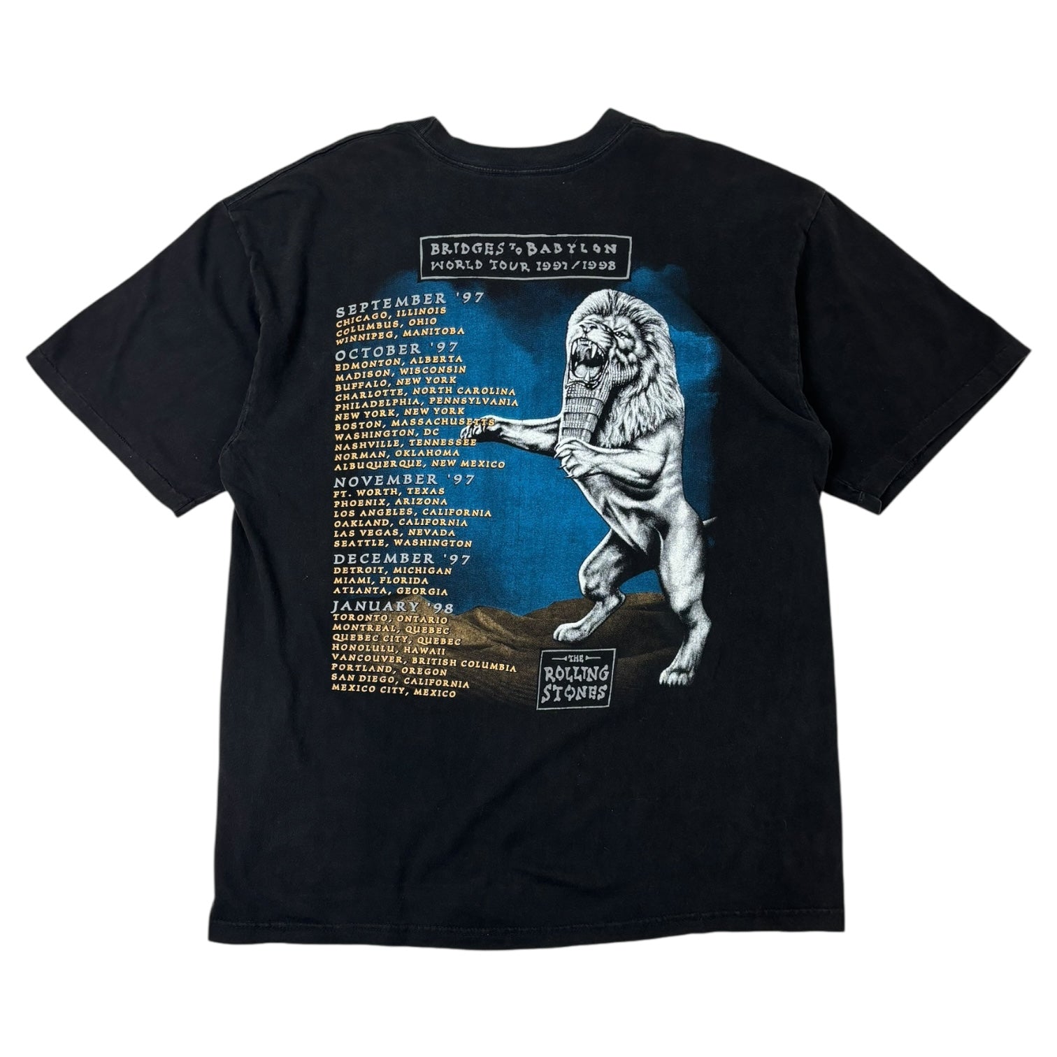 Vintage 1997 The Rolling Stones Bridges To Babylon Tour T-Shirt Black
