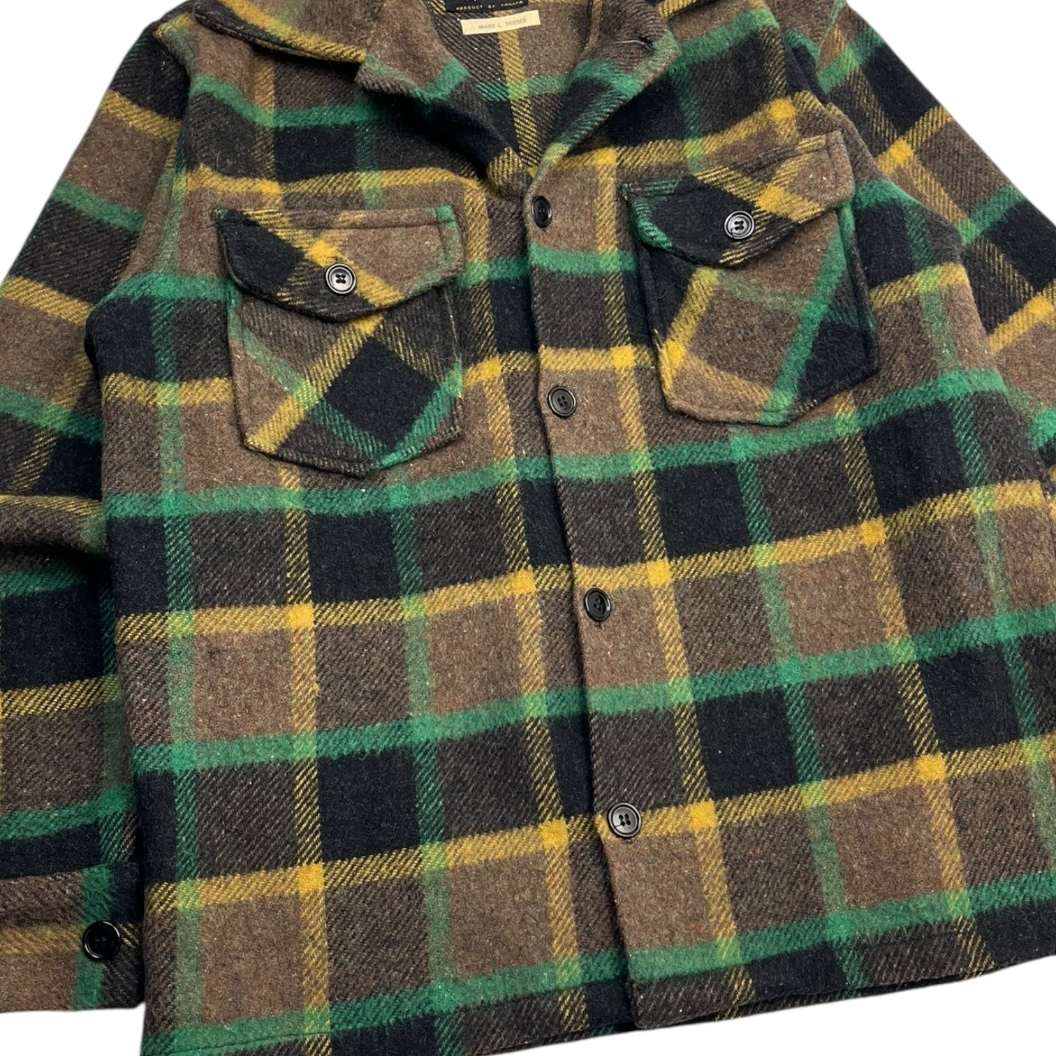 Vintage Pioneer Heavy Wool Plaid Shacket Green/Brown