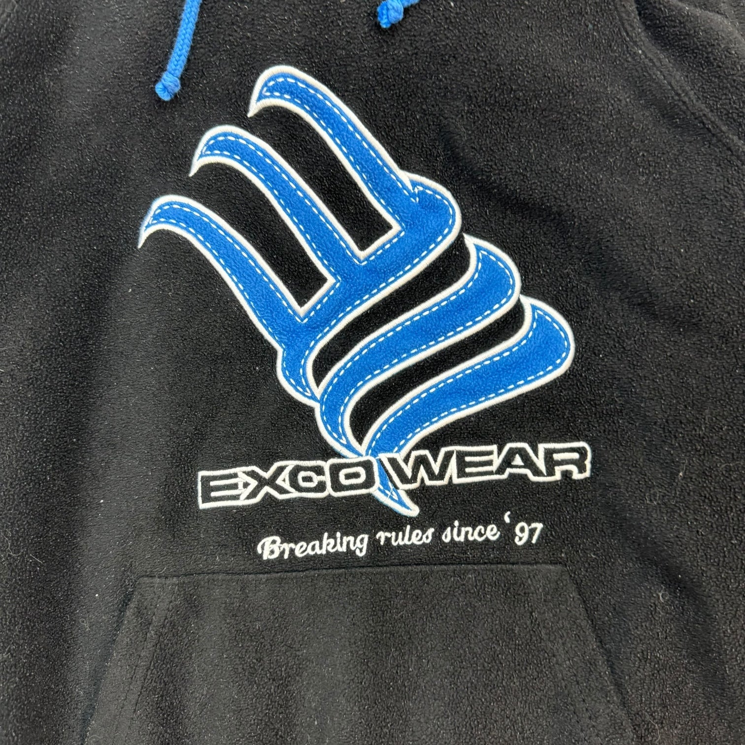 Vintage Exco Wear Fleece Hoodie Black/Blue