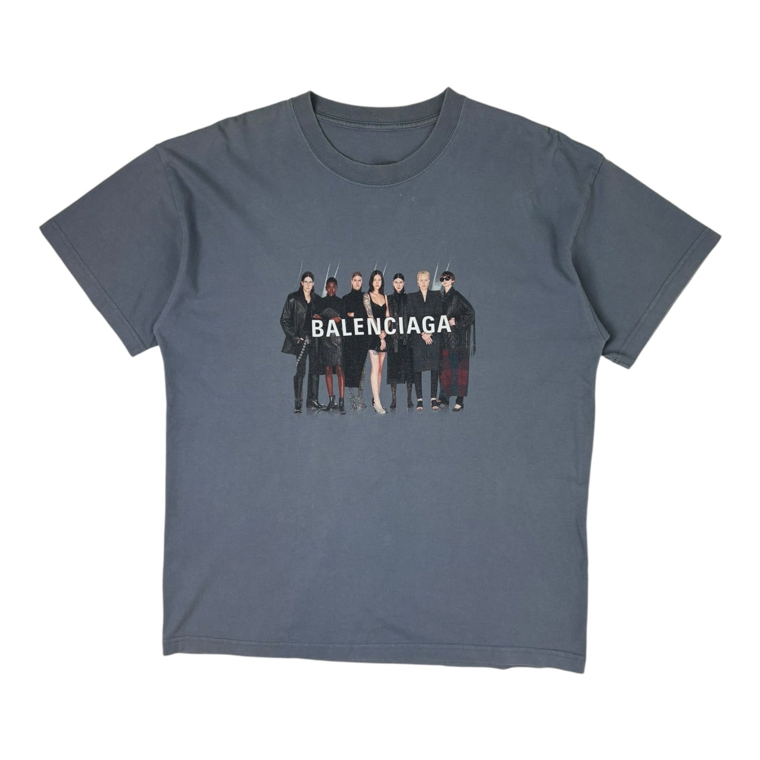 Balenciaga Band Portrait Washed Tee Grey