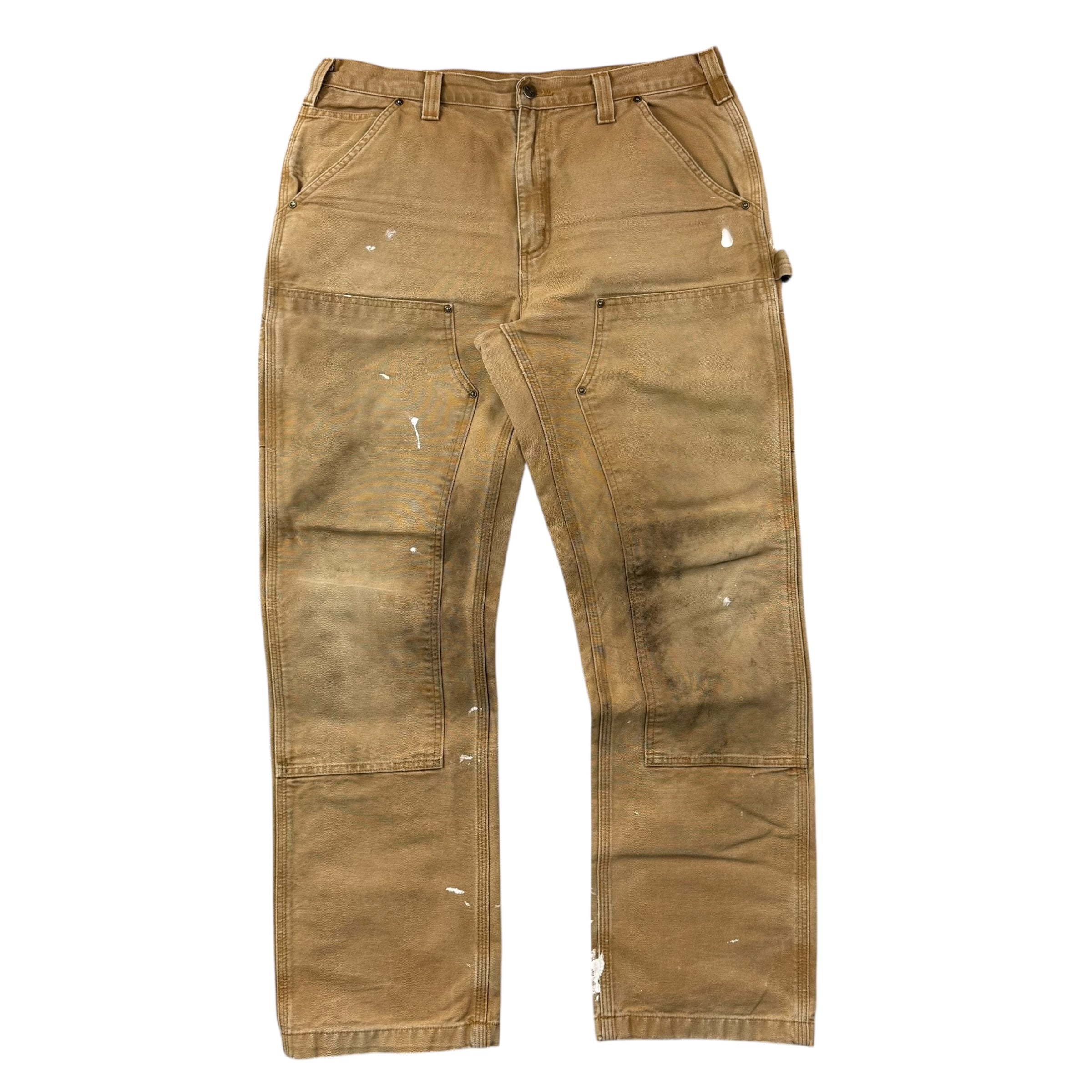 Vintage Carhartt Double Knee Pants Paint Splattered Tan