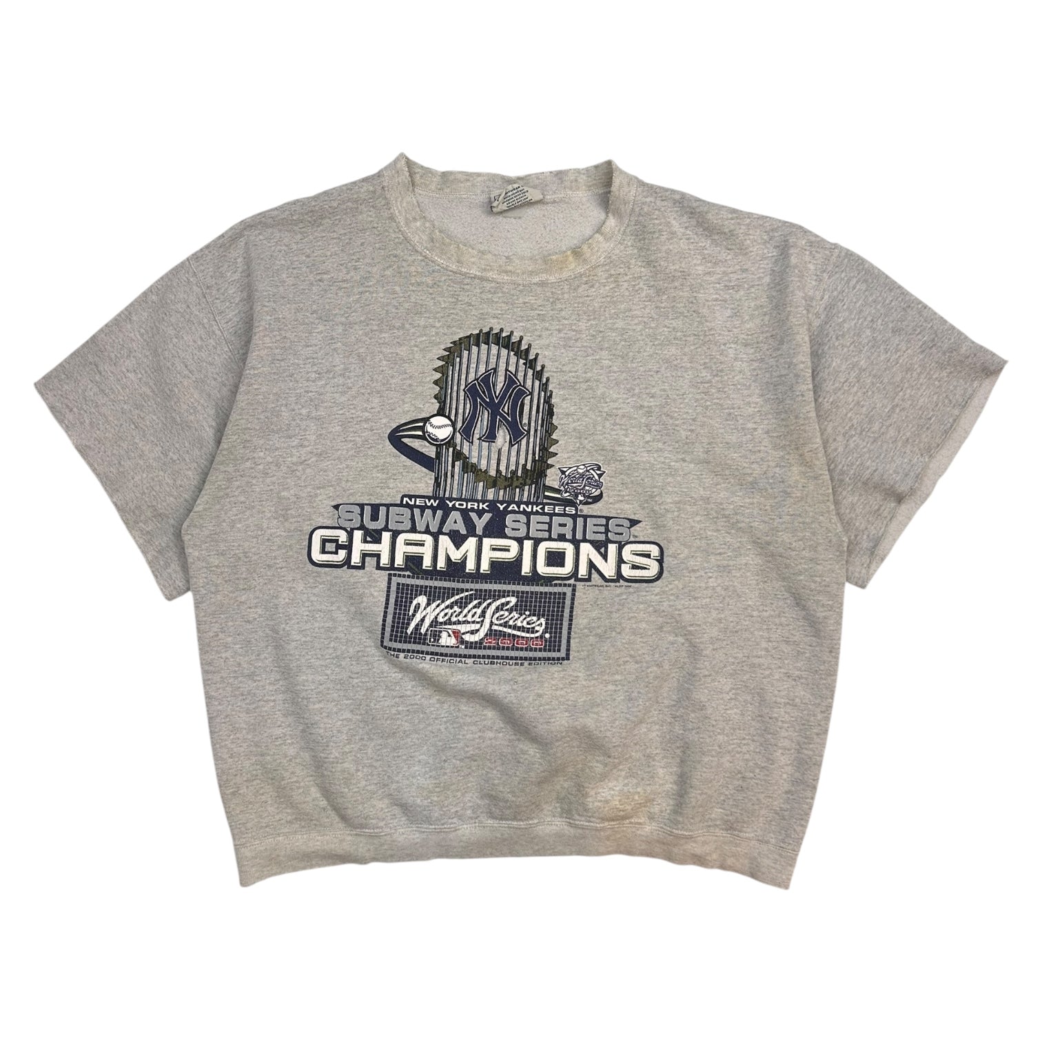 Vintage Lee Sports New York Yankees Subway Series Champions Half Sleeve Crewneck Grey