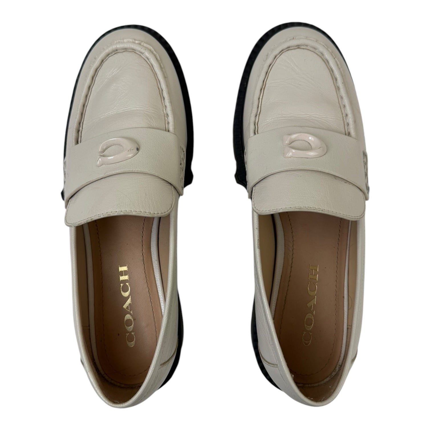 (W) Coach Leah Loafers Cream (Used)
