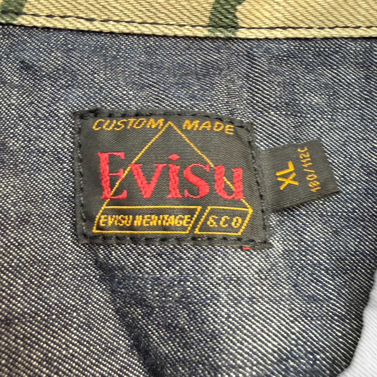 Evisu Denim Utility Button Up Shirt Dark Wash