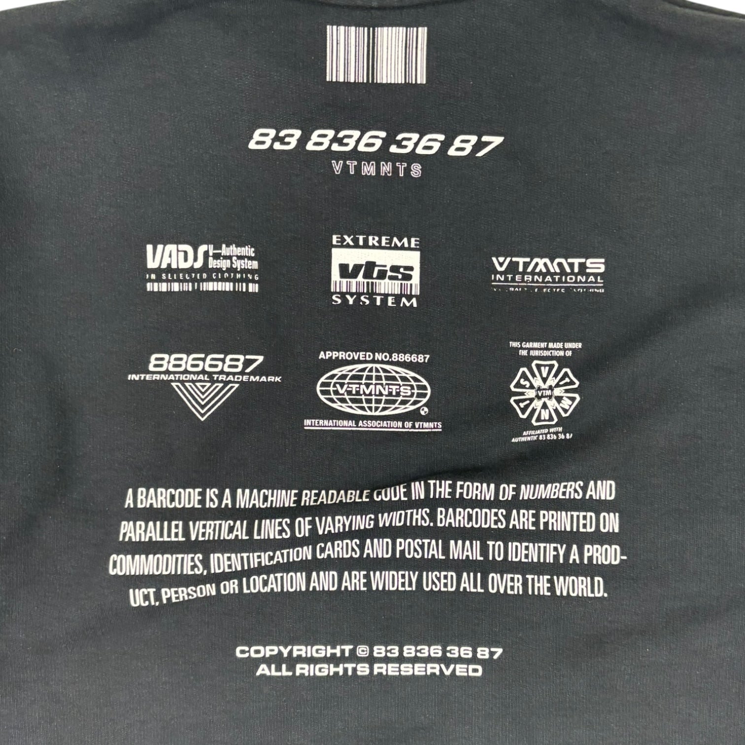 VTMNTS Movie Barcode Hoodie Black