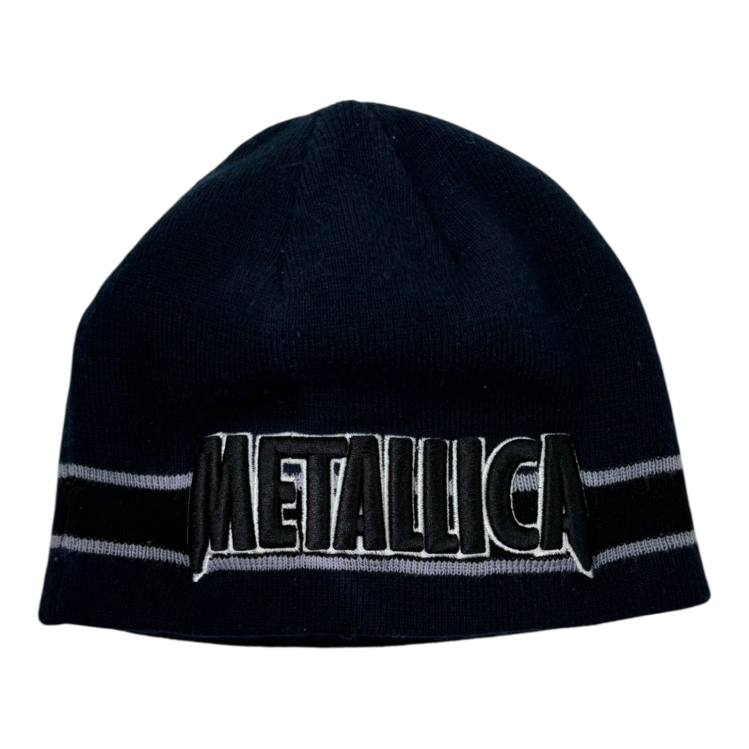 Vintage Metallica Embroidered Striped Skullcap Navy