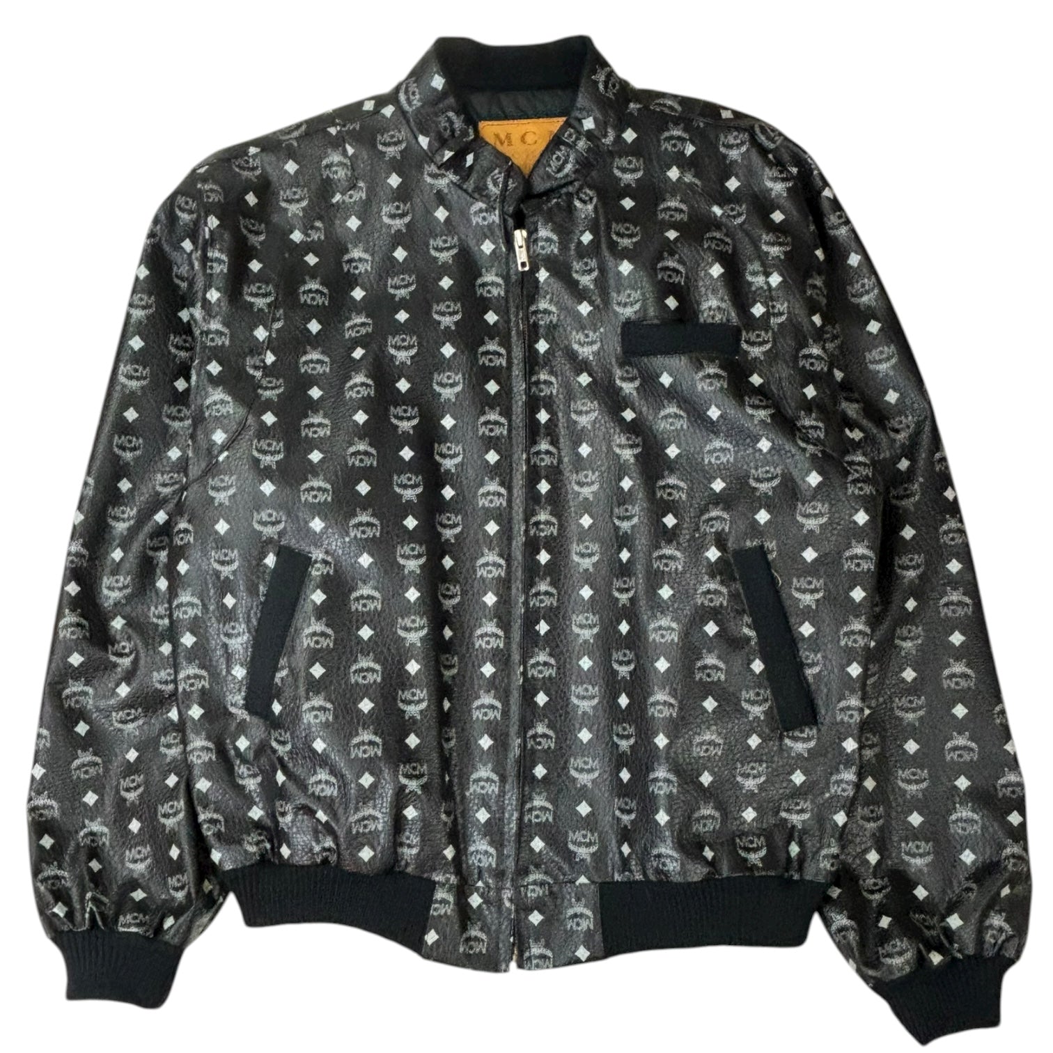 MCM Leather Monogram Jacket Black
