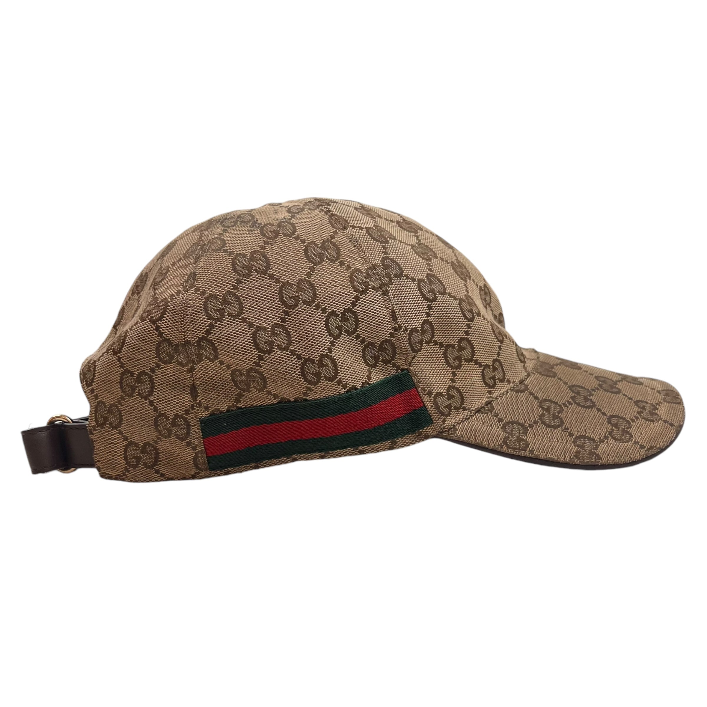 Gucci Monogram Print Strap-Back Hat Tan