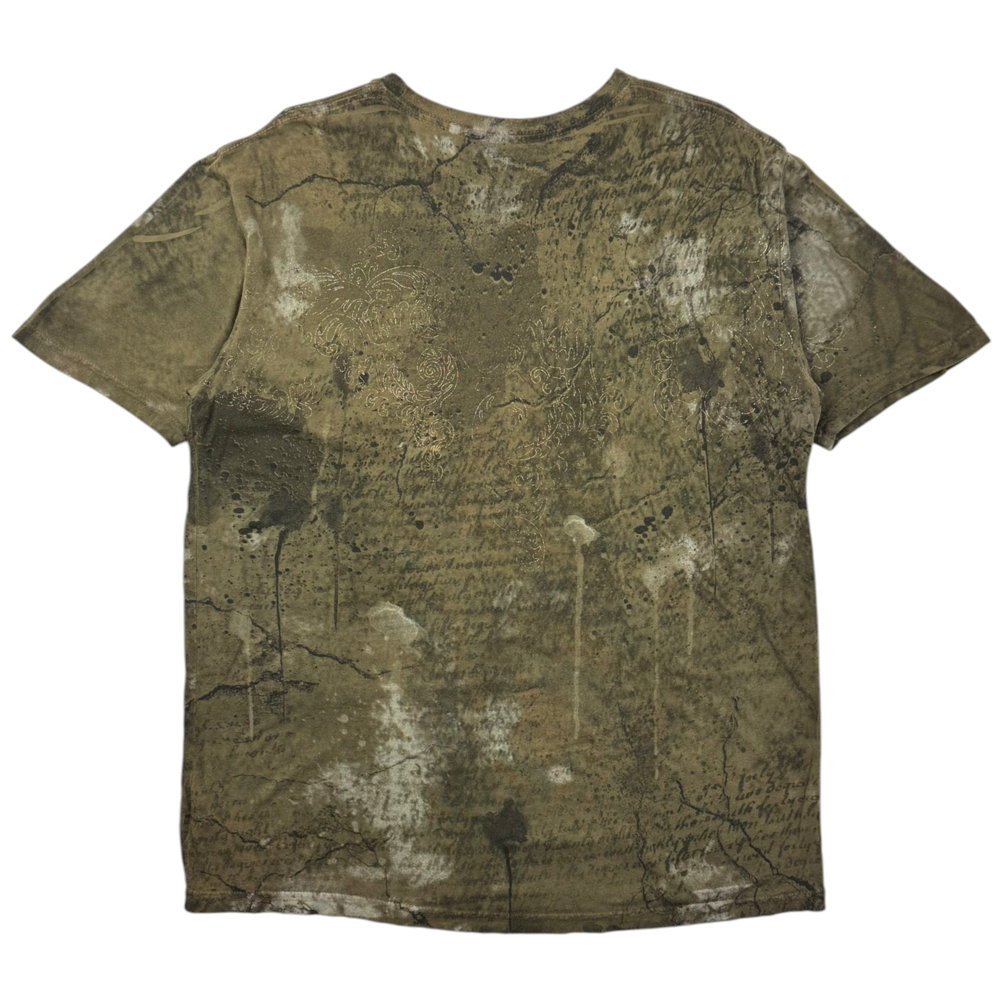 Vintage Y2K Affliction Bamboo Series Dark Angel T-Shirt Green
