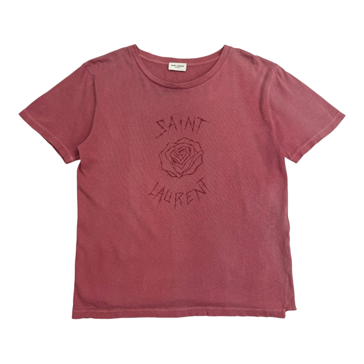Saint Laurent Pink Rose Tee Washed Red