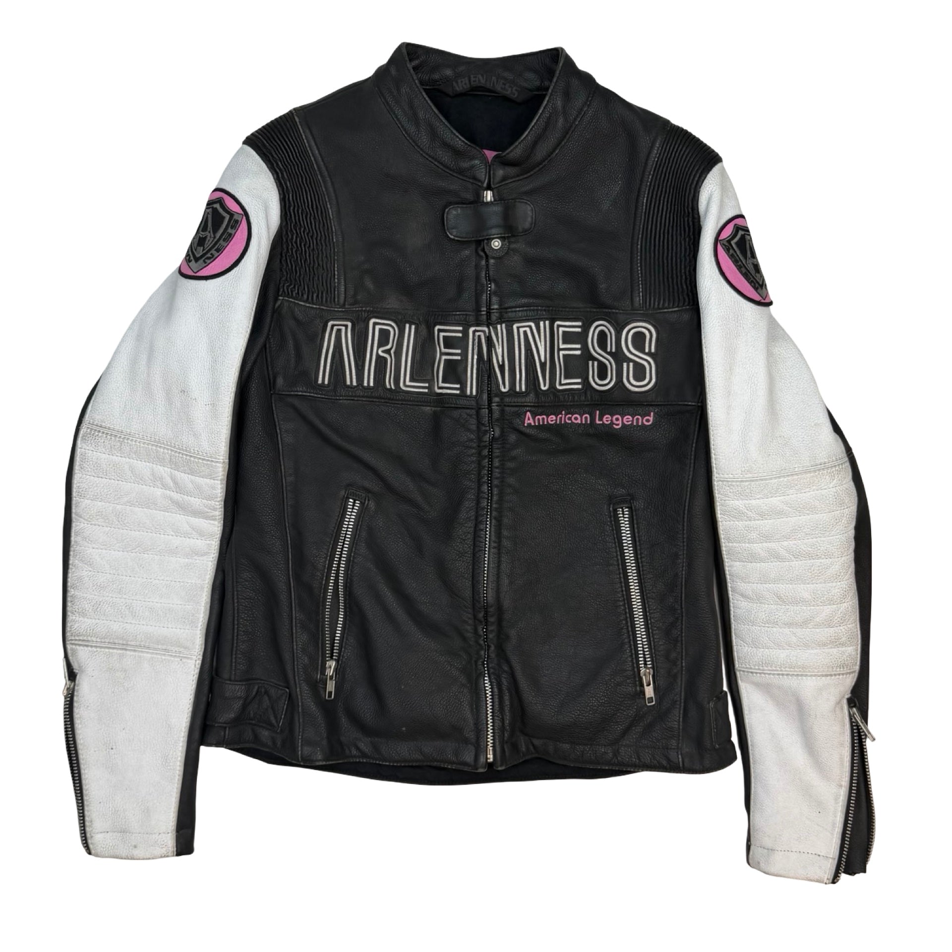 (W) Vintage Arlenness American Legend Leather Racing Jacket Black