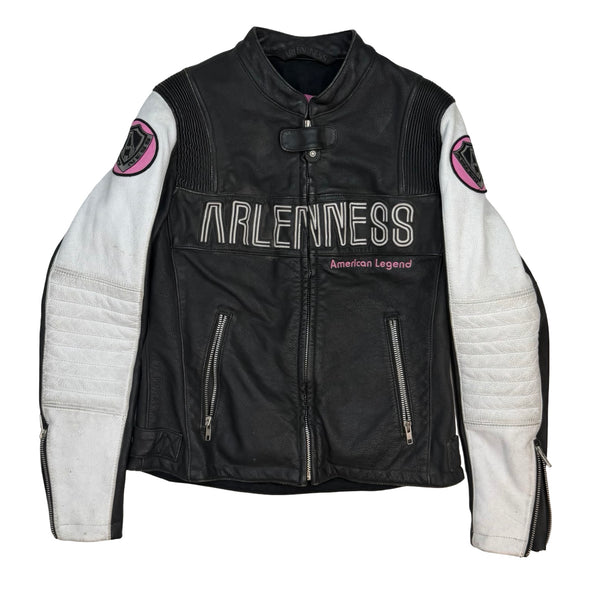 (W) Vintage Arlenness American Legend Leather Racing Jacket Black