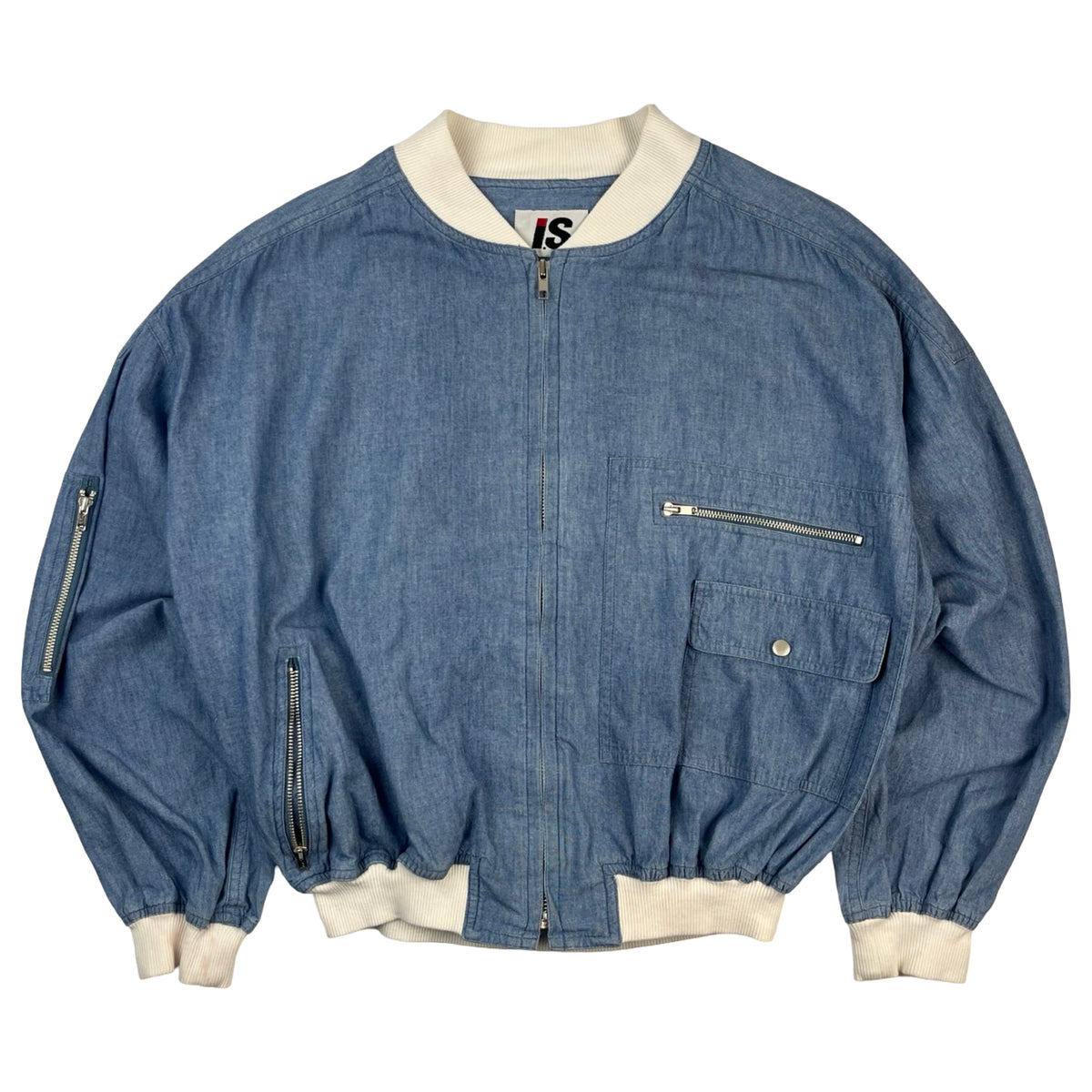 Issey Miyake Sport Chambray Denim Bomber Jacket