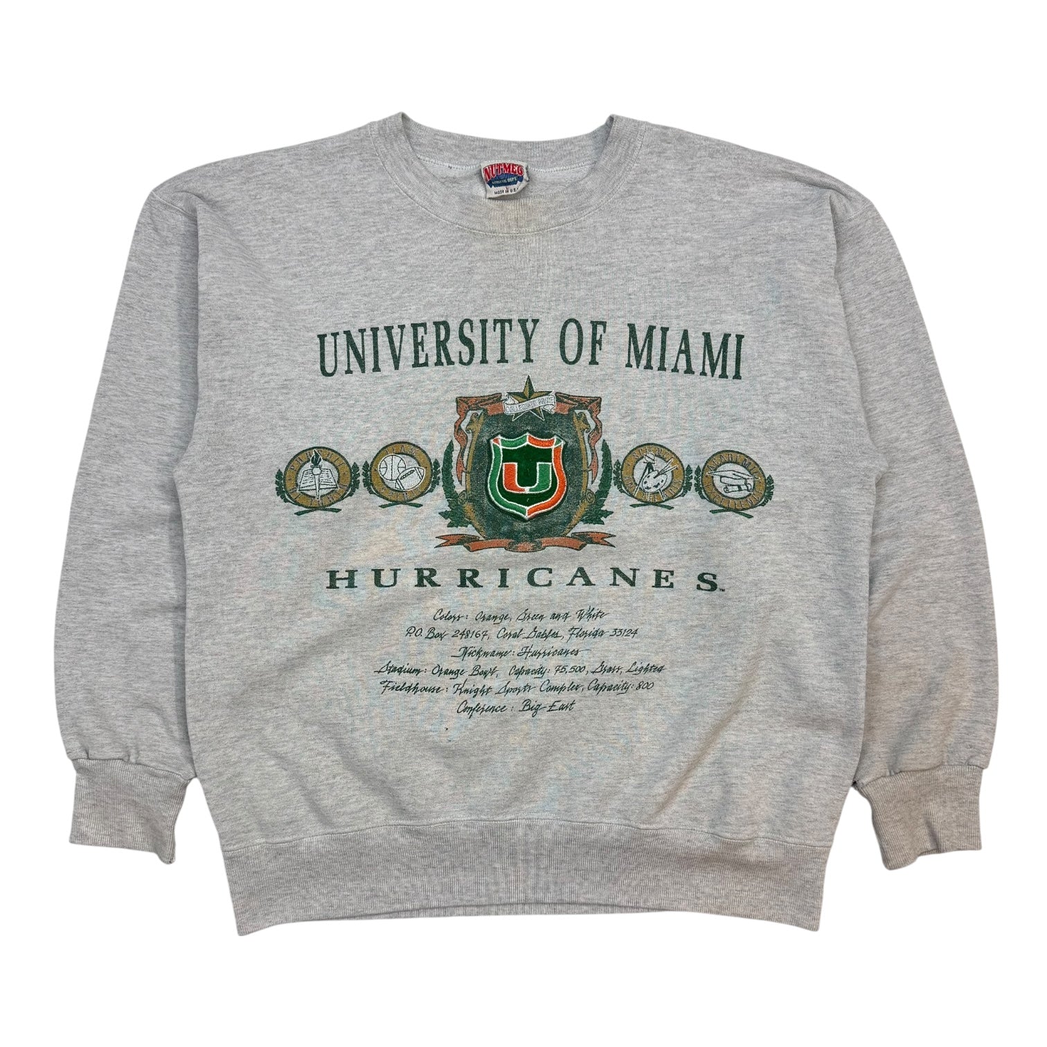 Vintage Miami Hurricanes Crewneck Grey