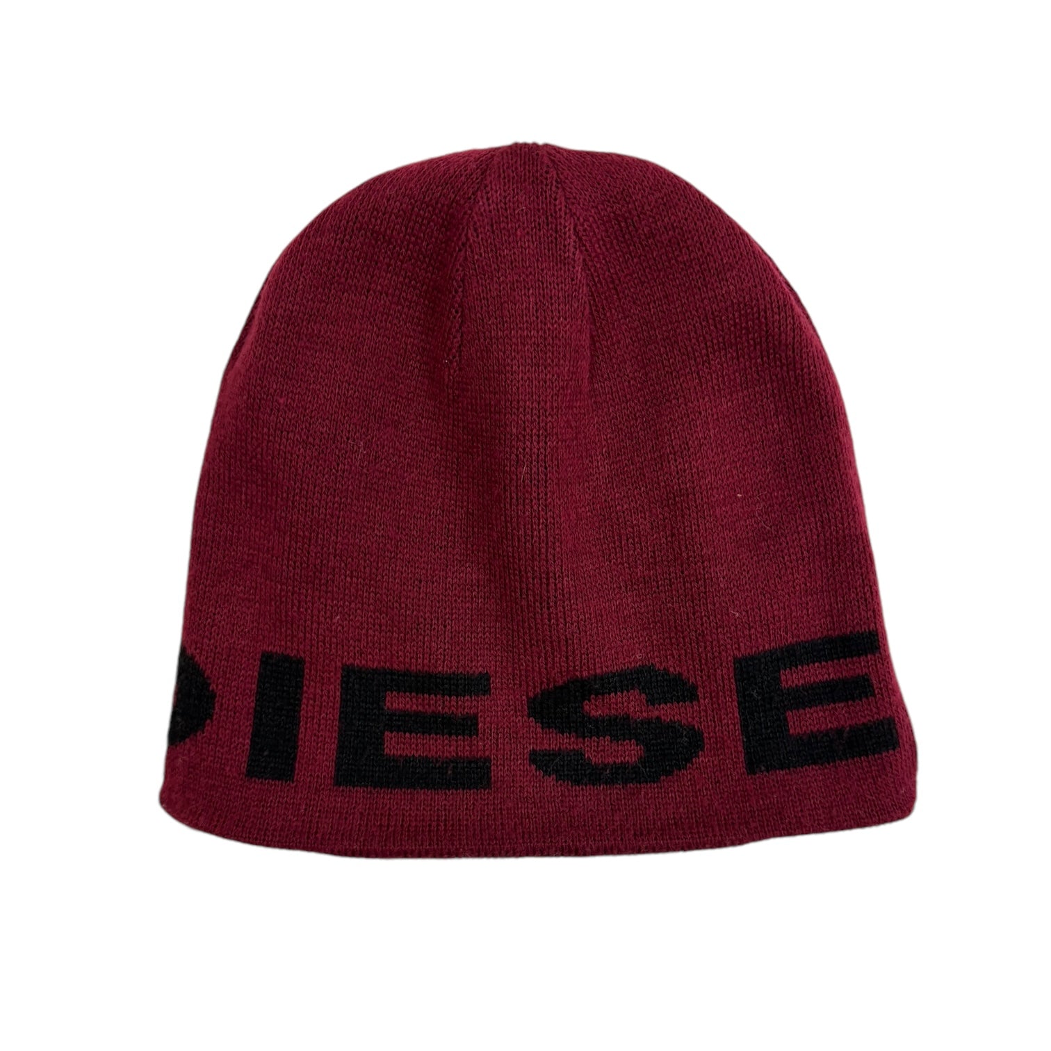 Vintage Y2K Diesel Mohawk Reversible Skull Cap Beanie Burgundy