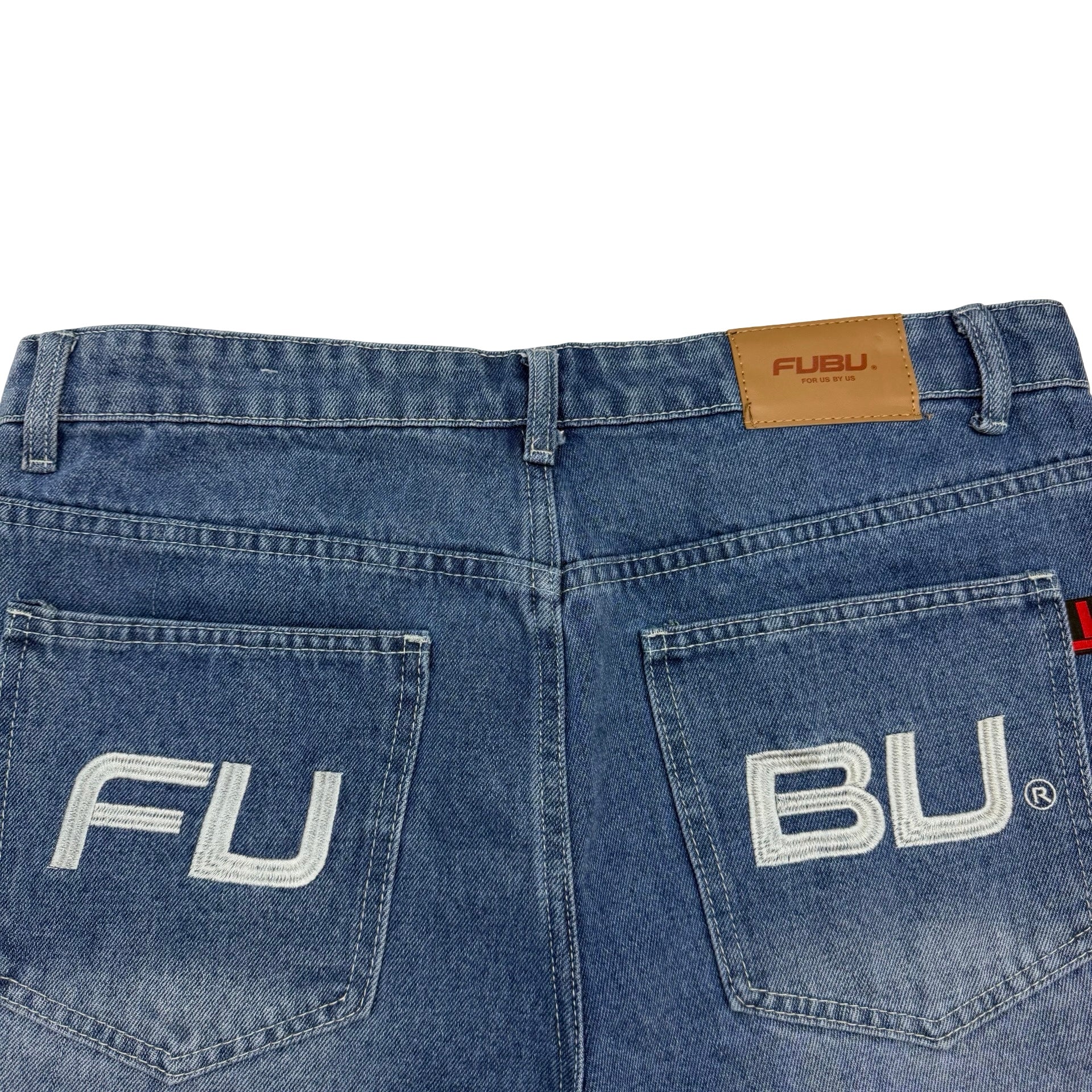 Vintage Fubu Embroidered Denim Shorts Blue