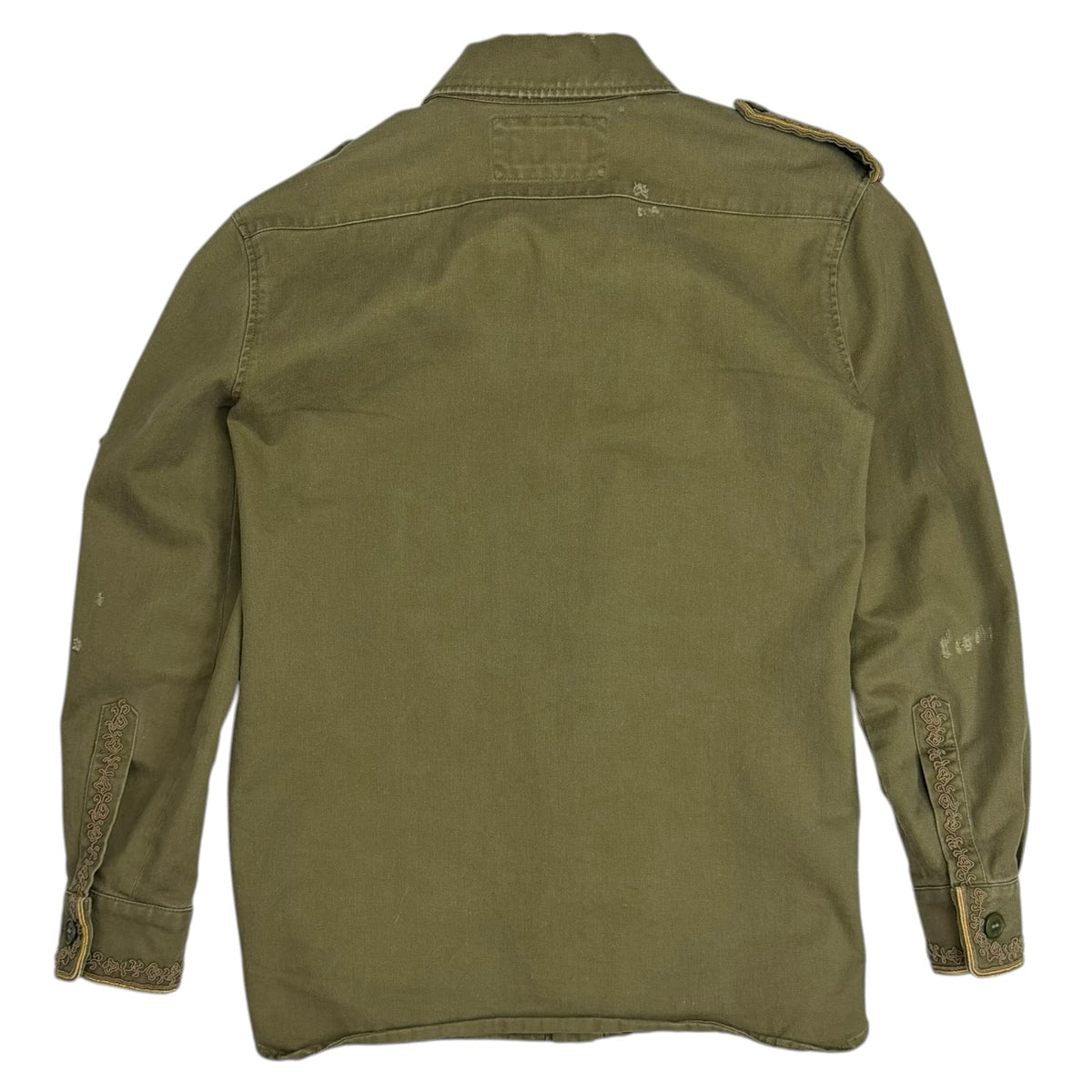 (W) Saint Laurent Paris Military Crest Work Shirt Green