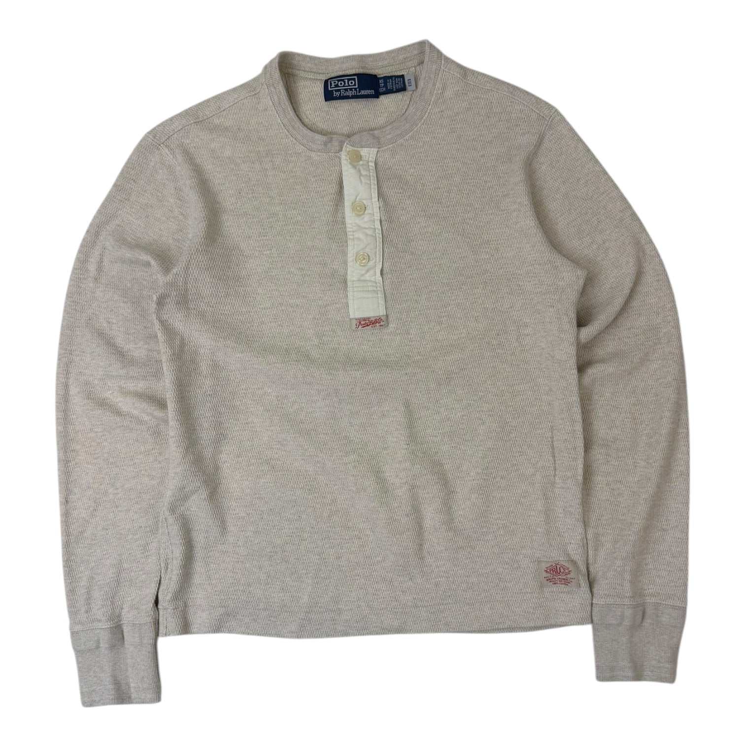 Vintage Polo Ralph Lauren Waffle Knit Henley Cream