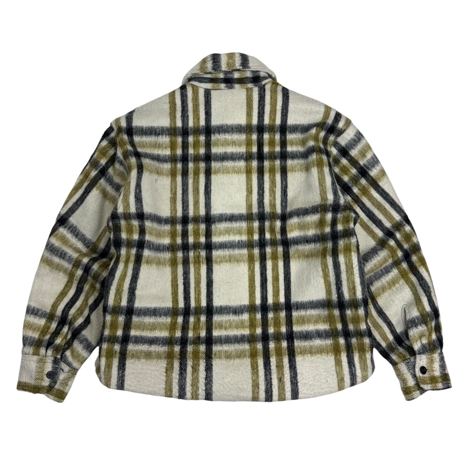 Vintage Plaid Flannel Button Up Shirt White/Brown