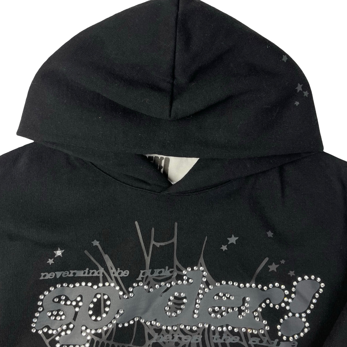 Sp5der Rhinestone Punk V2 Hoodie Black