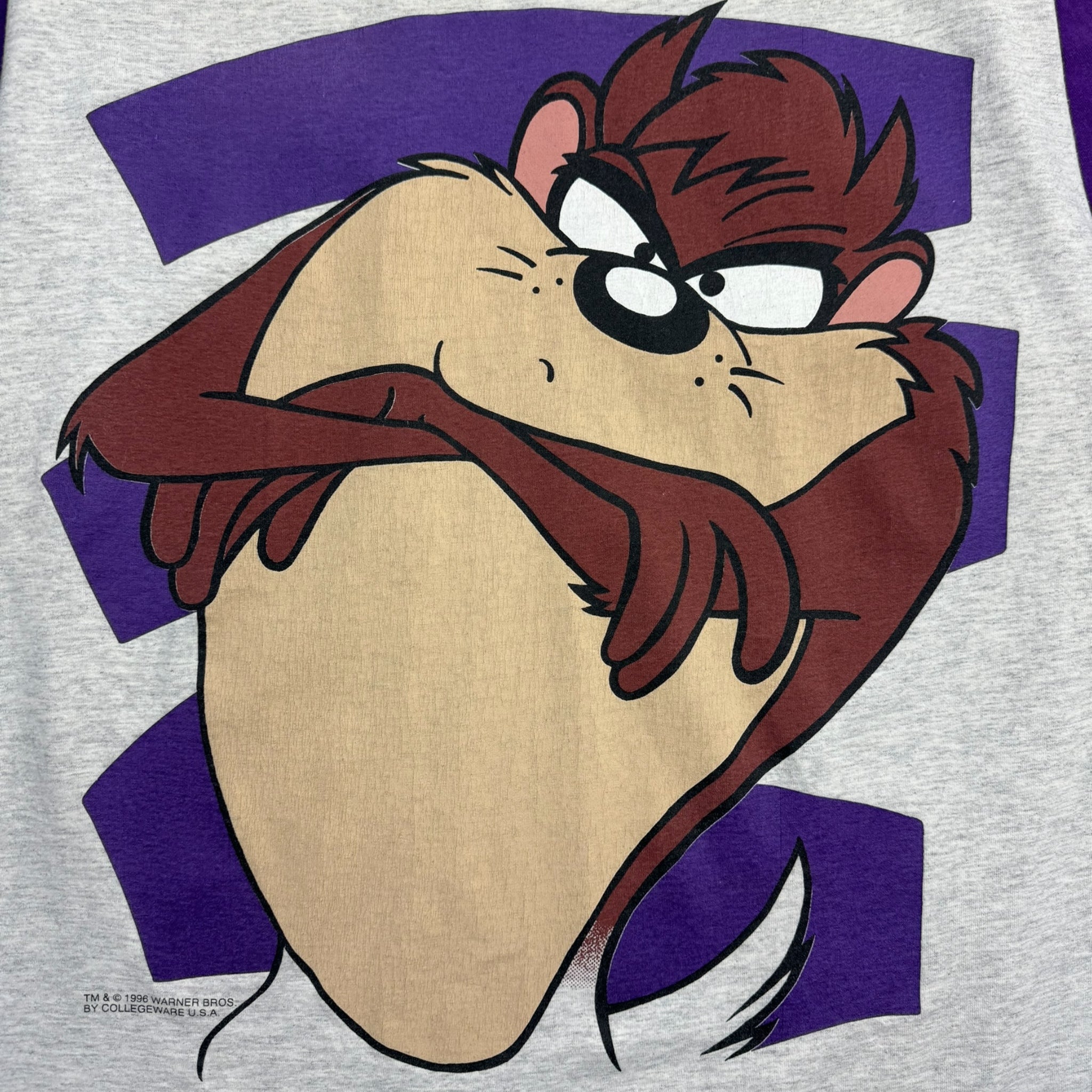 1996 Tasmanian Devil Tough Guy Pose Two Tone T-Shirt