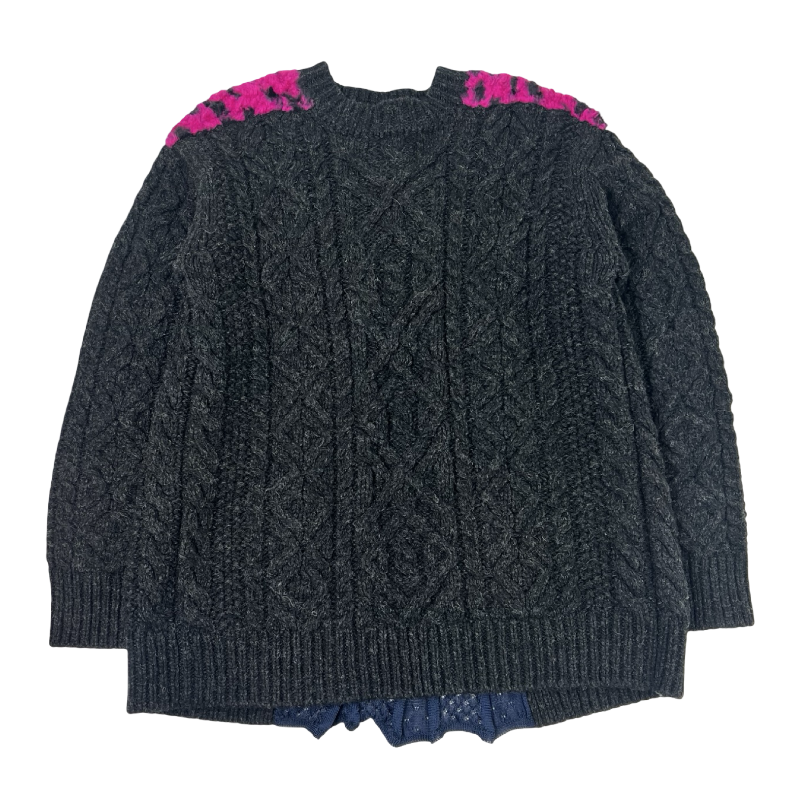 Junya Watanabe Comme Des Garçons Cable Knit Wool Dark Charcoal Sweater