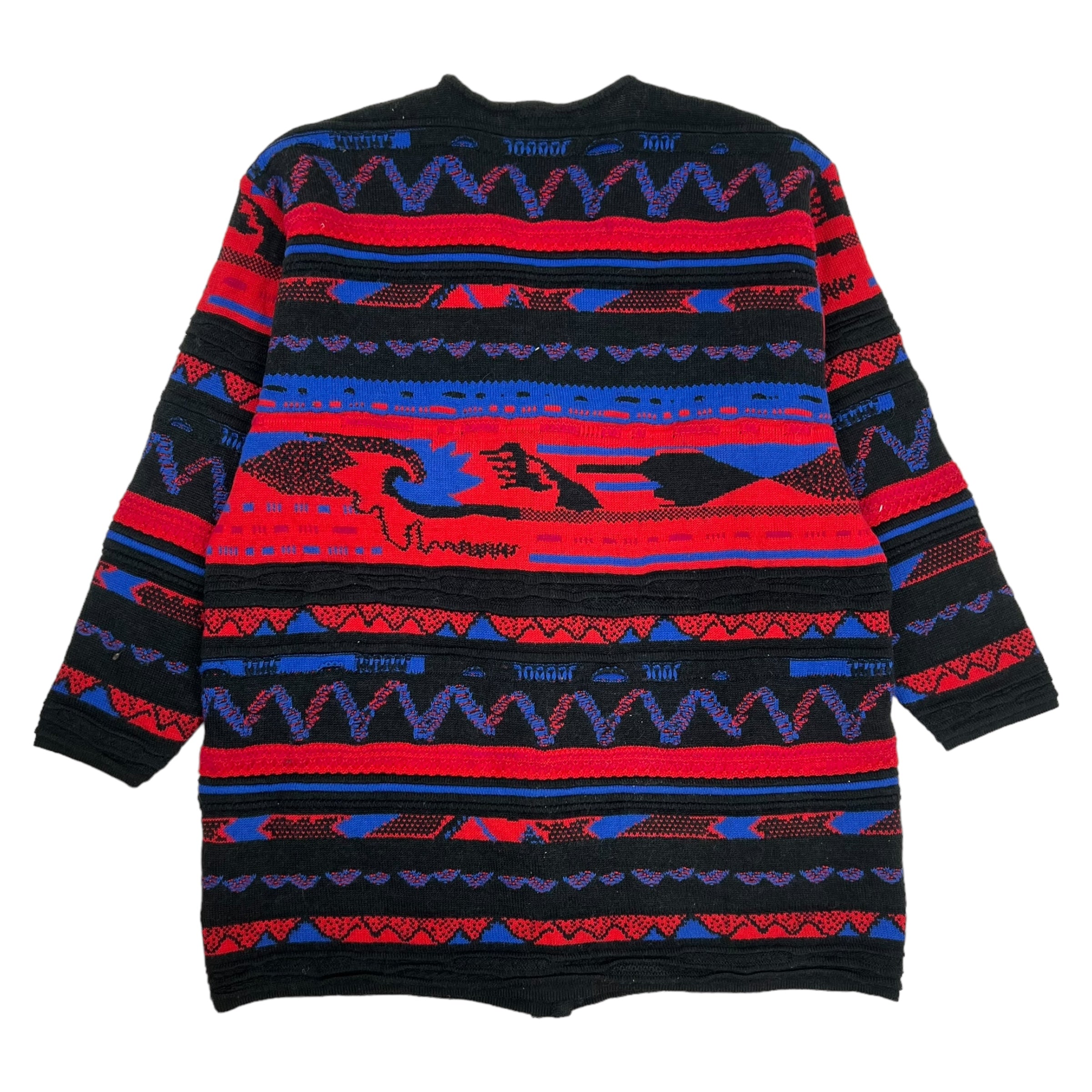 Vintage Rabe 3/4 Button Up Coogi Style Knit Red/Blue