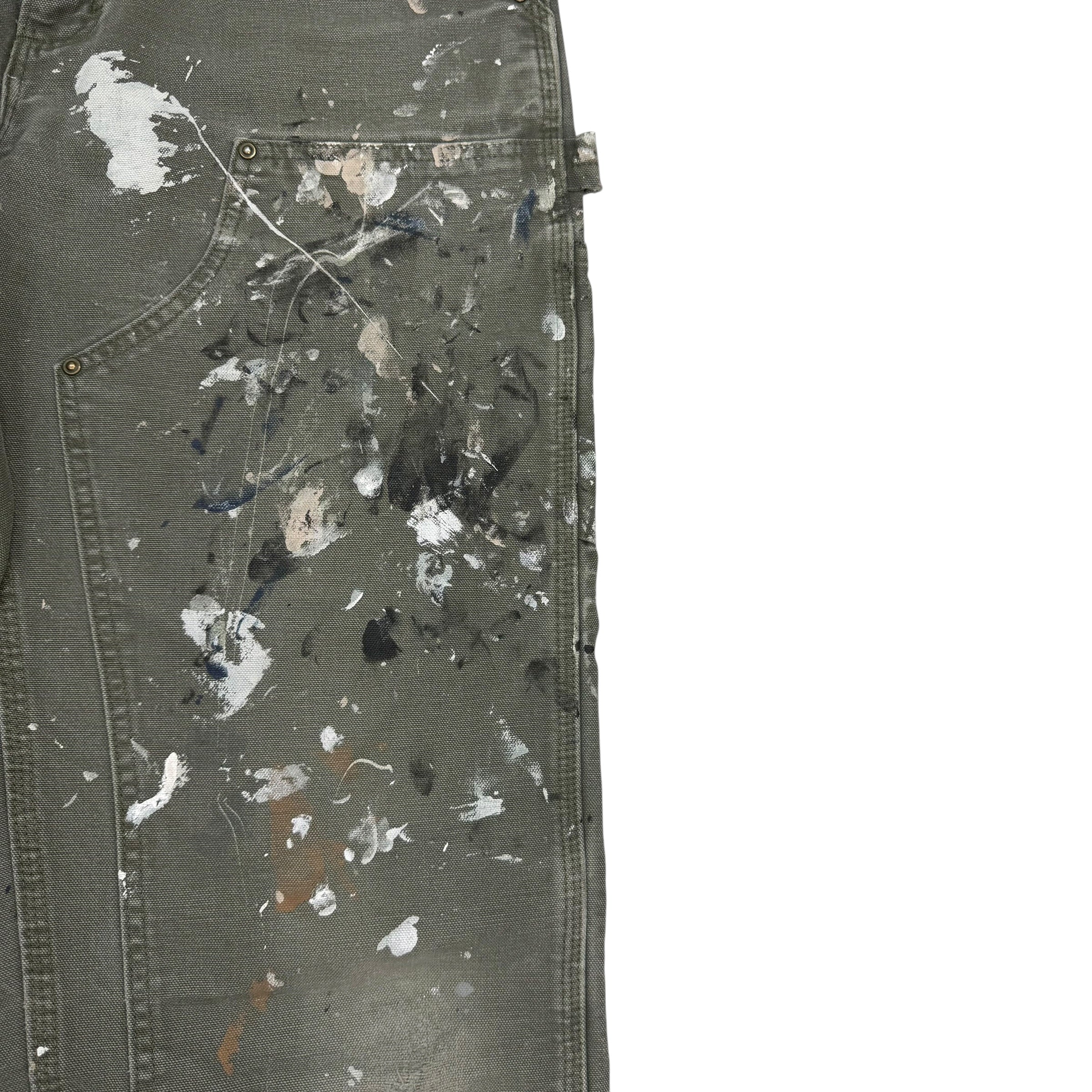 Vintage Carhartt Double Knee Paint Splatter Pants Green