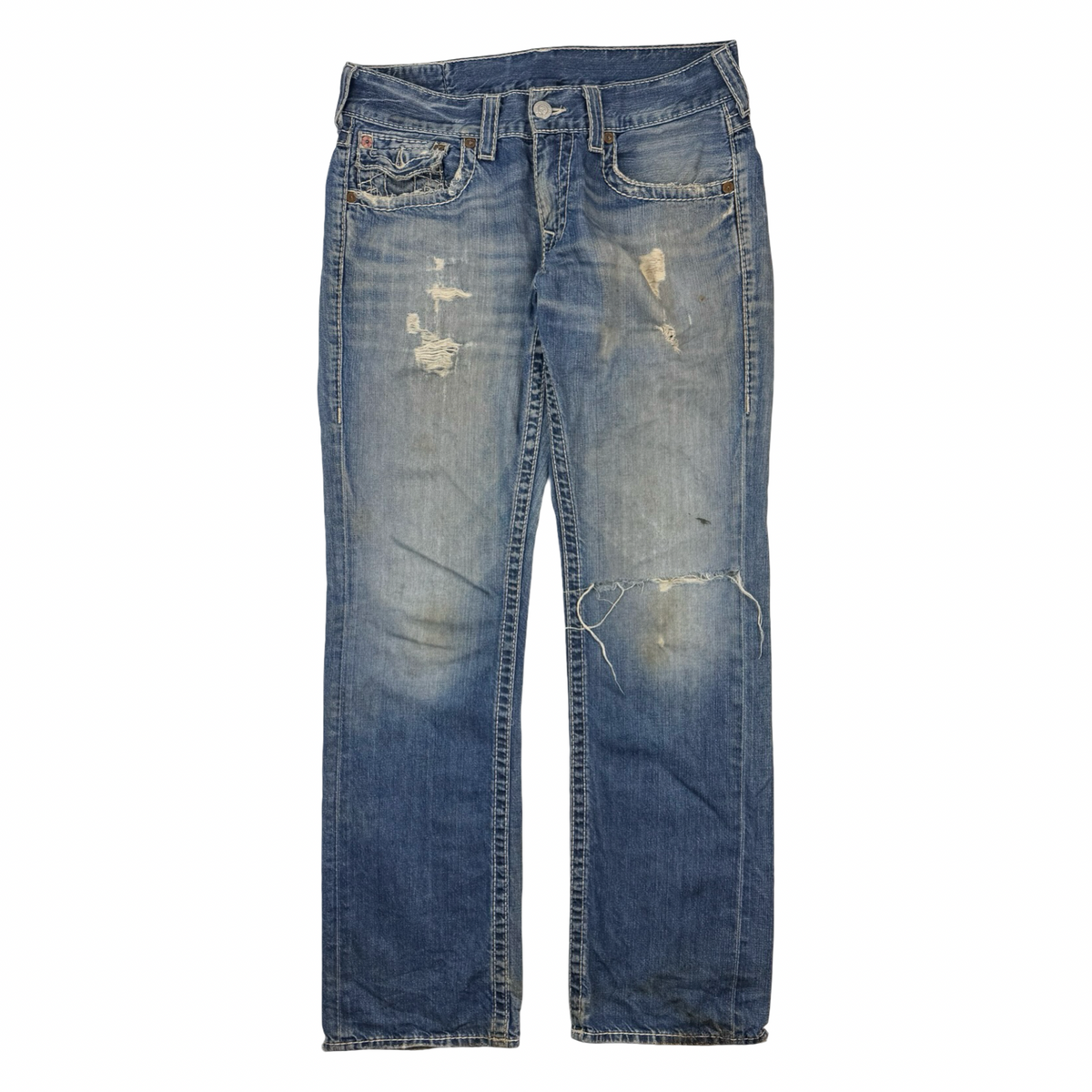 Y2K True Religion Straight Cut Denim Bottoms Light Wash
