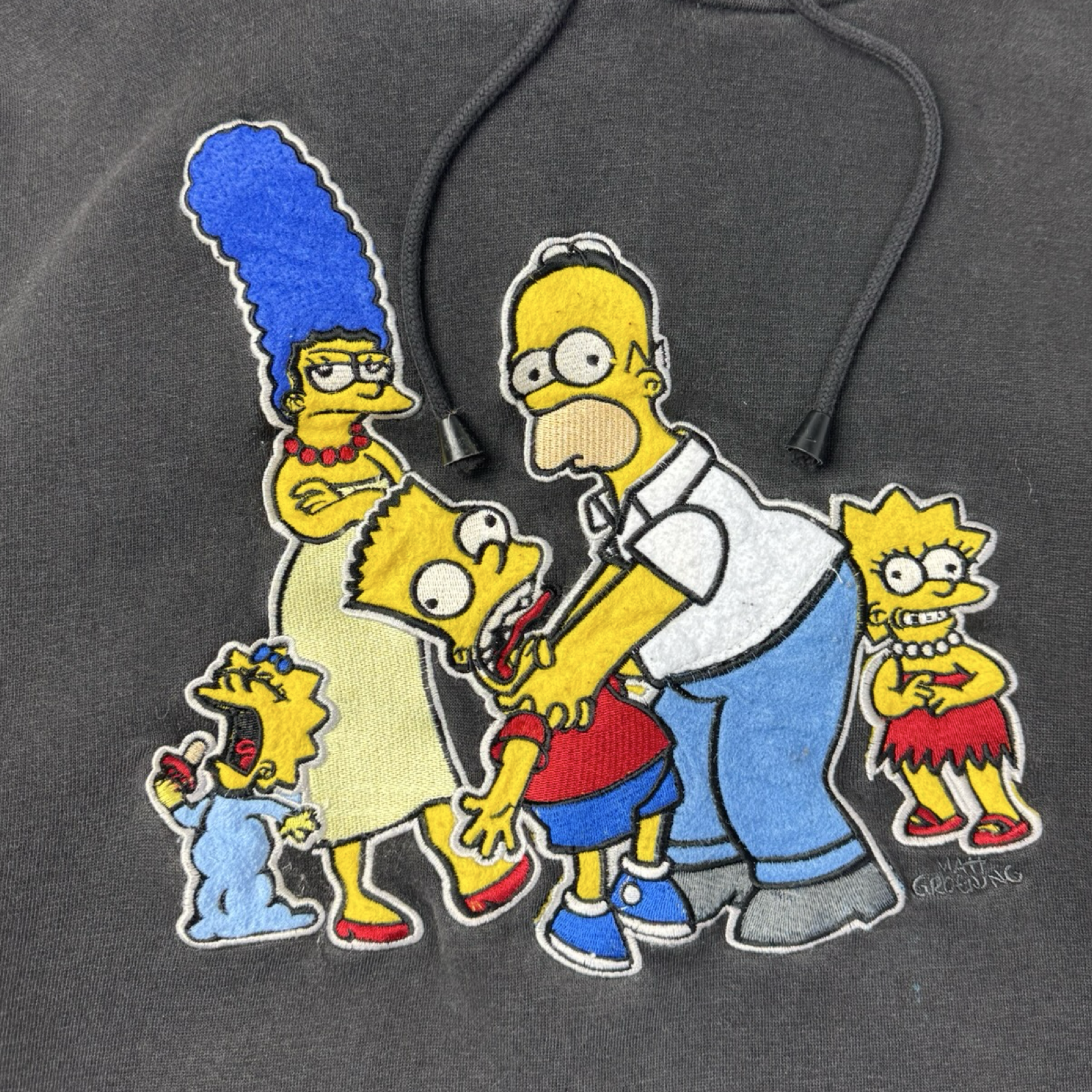 2002 The Simpsons Family Hoodie Faded Black