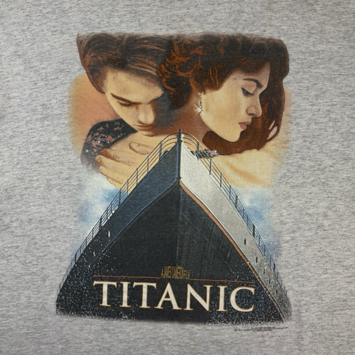 1997 Titanic Movie Promo T-Shirt Heather White