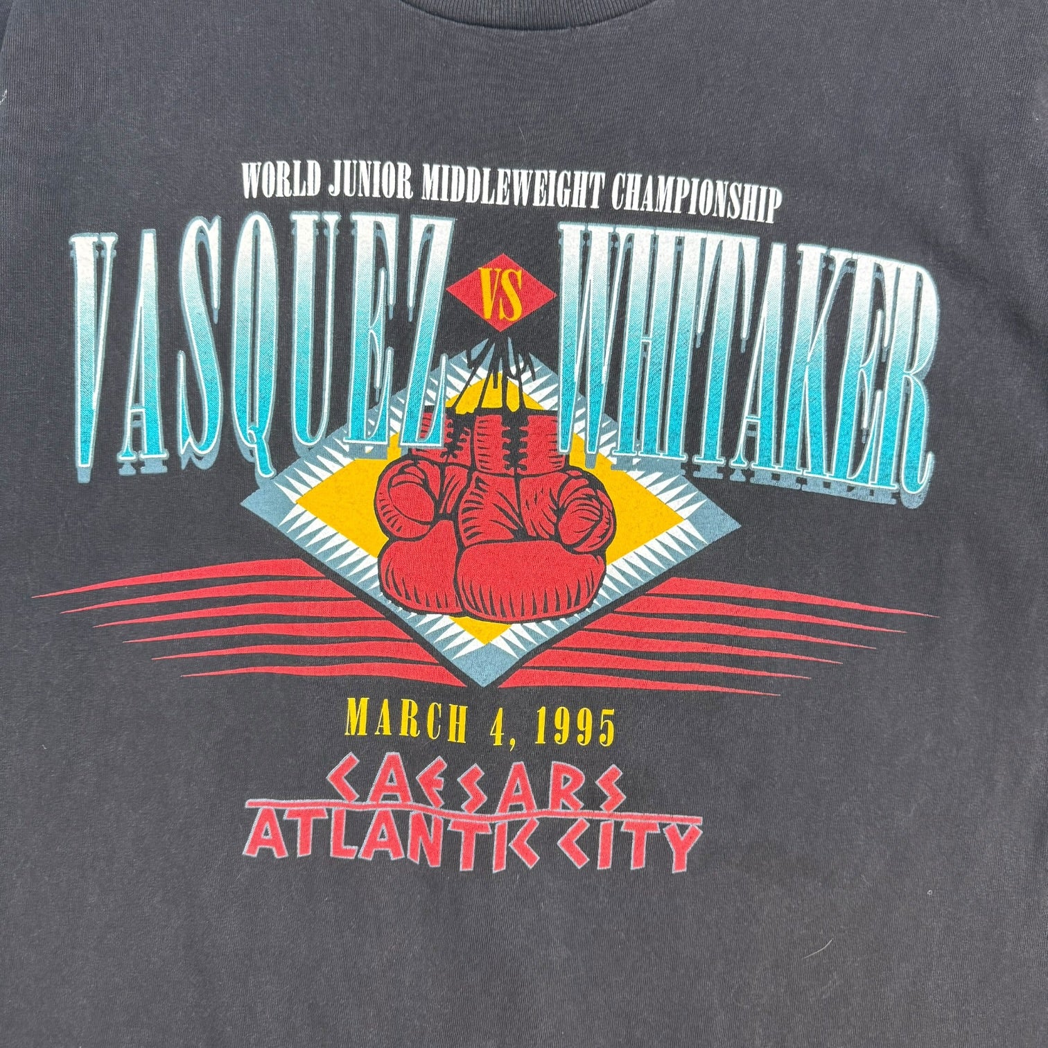 1995 Vasquez Vs Whitaker Caesars Atlantic City Tee Black