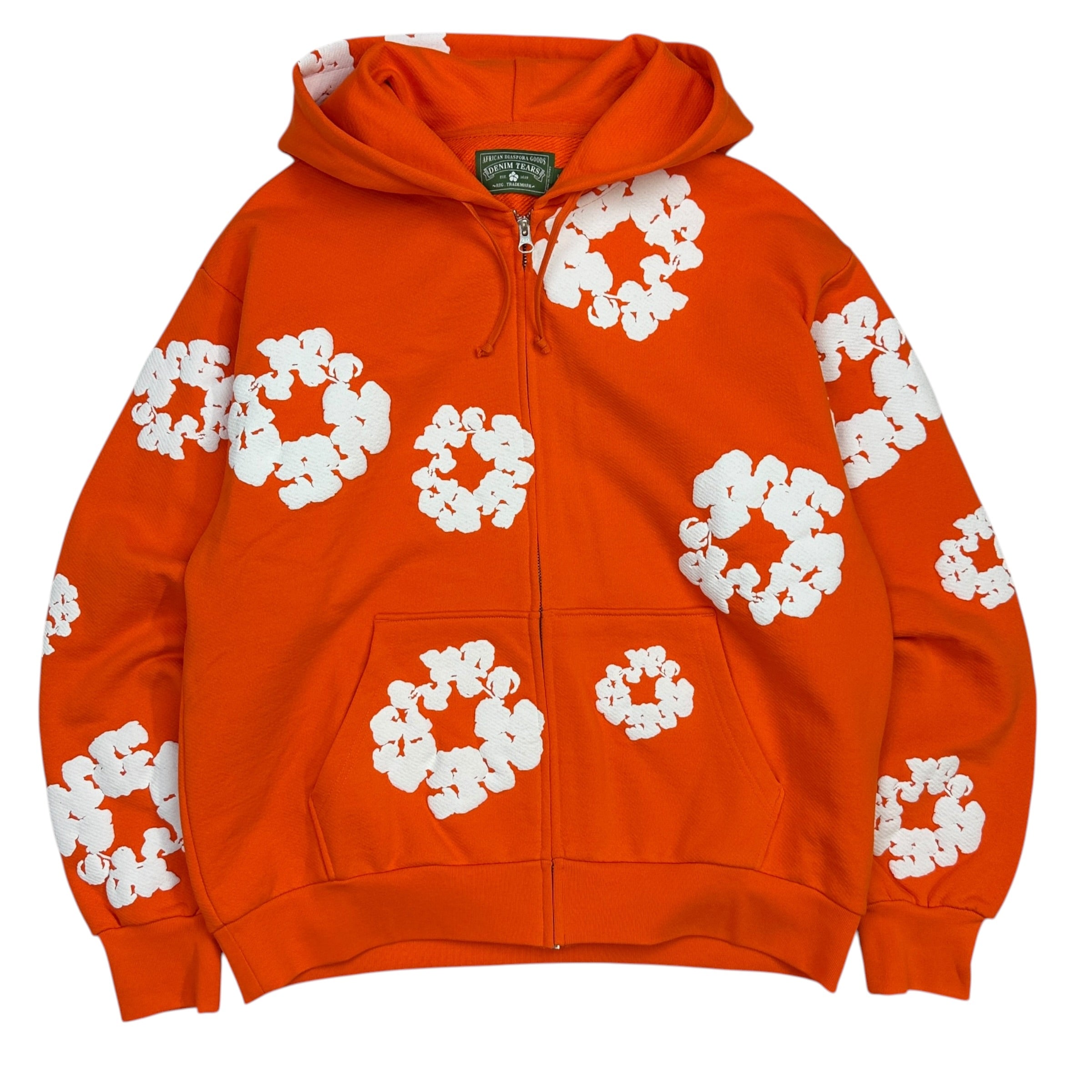 Denim Tears Cotton Wreath Zip Up Hoodie Orange