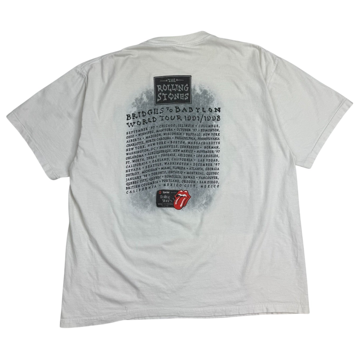 Vintage 1997 Rolling Stones Bridges To Babylon Tour Tee White