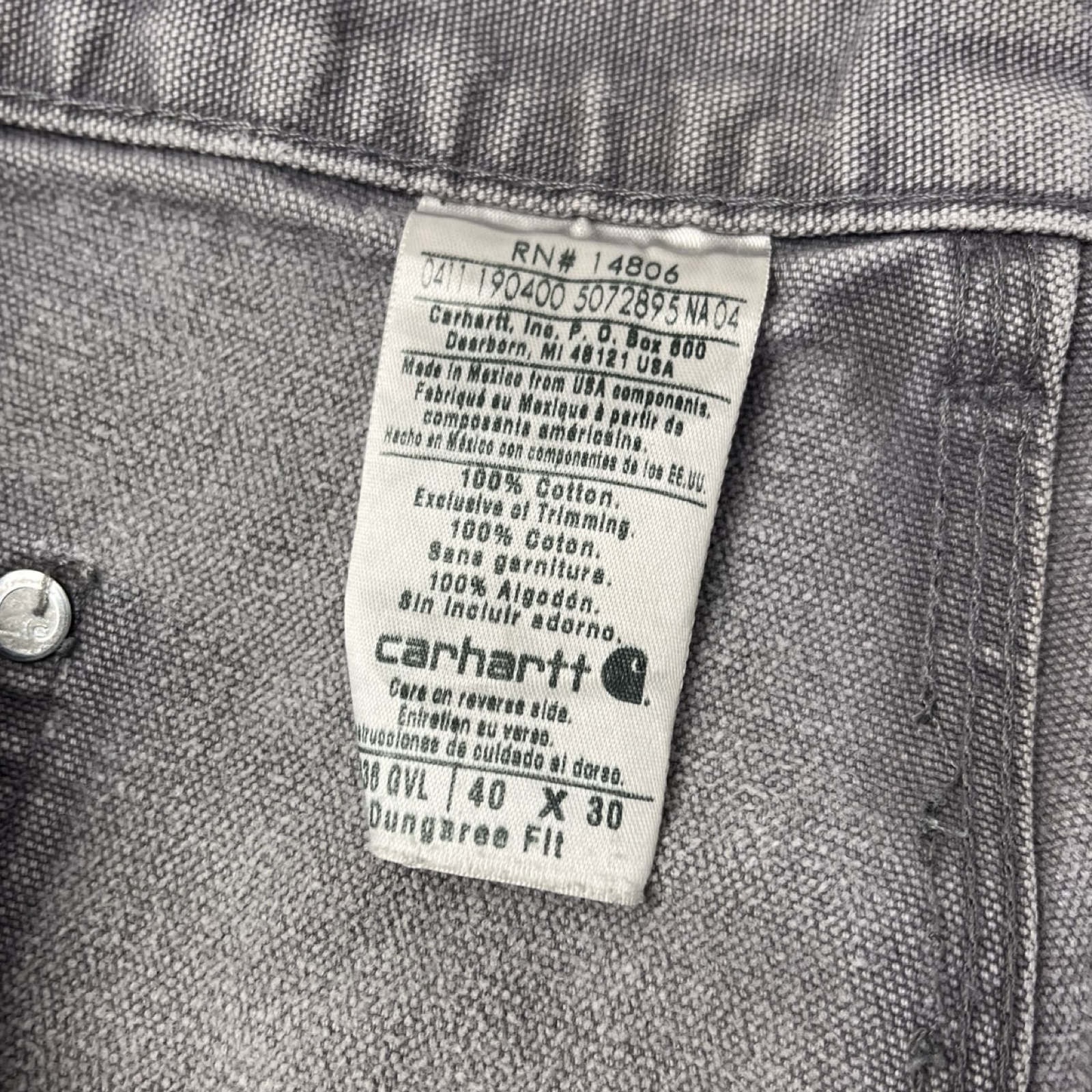 Vintage Carhartt Trashed Double Knee Carpenter Pant Washed Grey