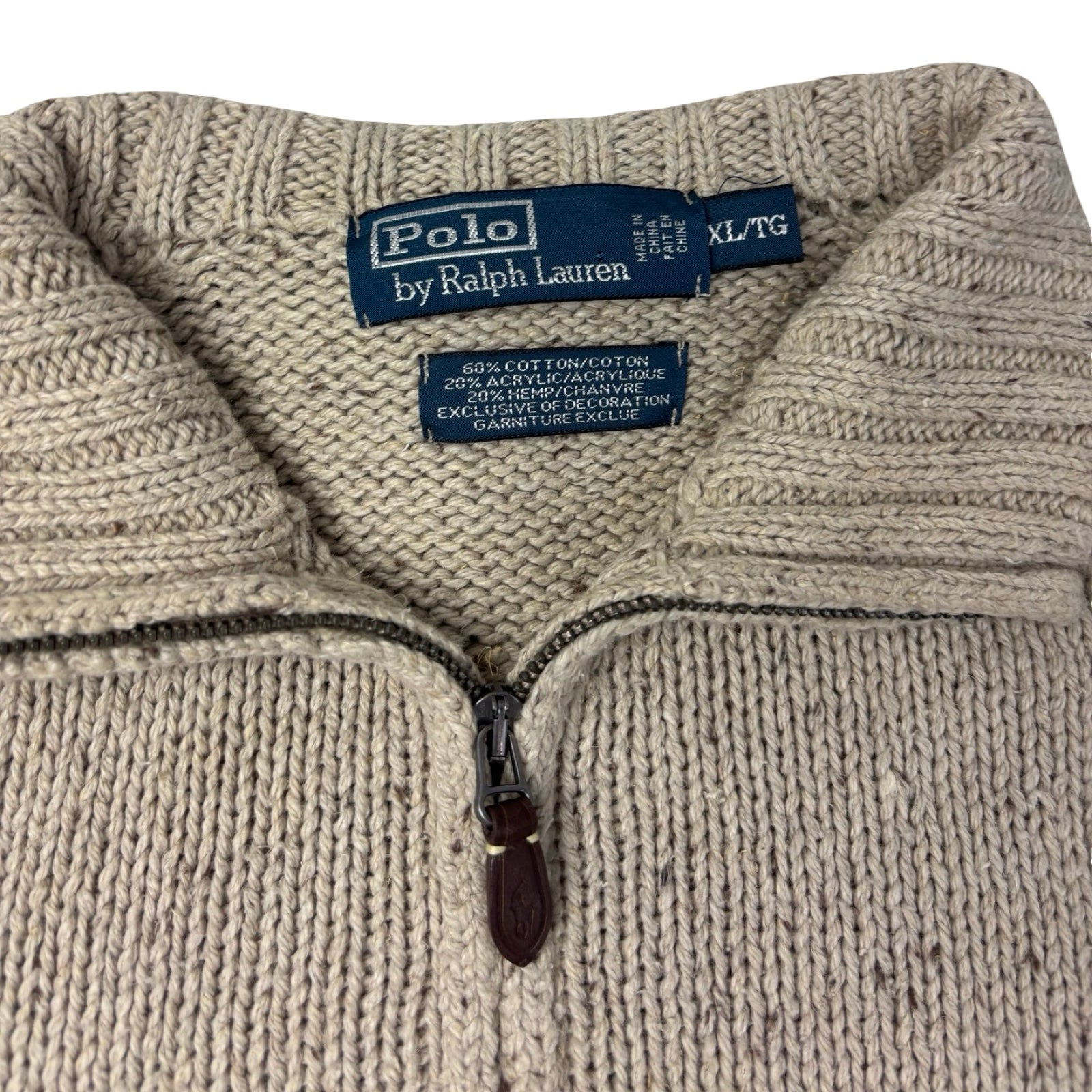 Vintage Polo Ralph Lauren Knit Quarter-Zip Cream