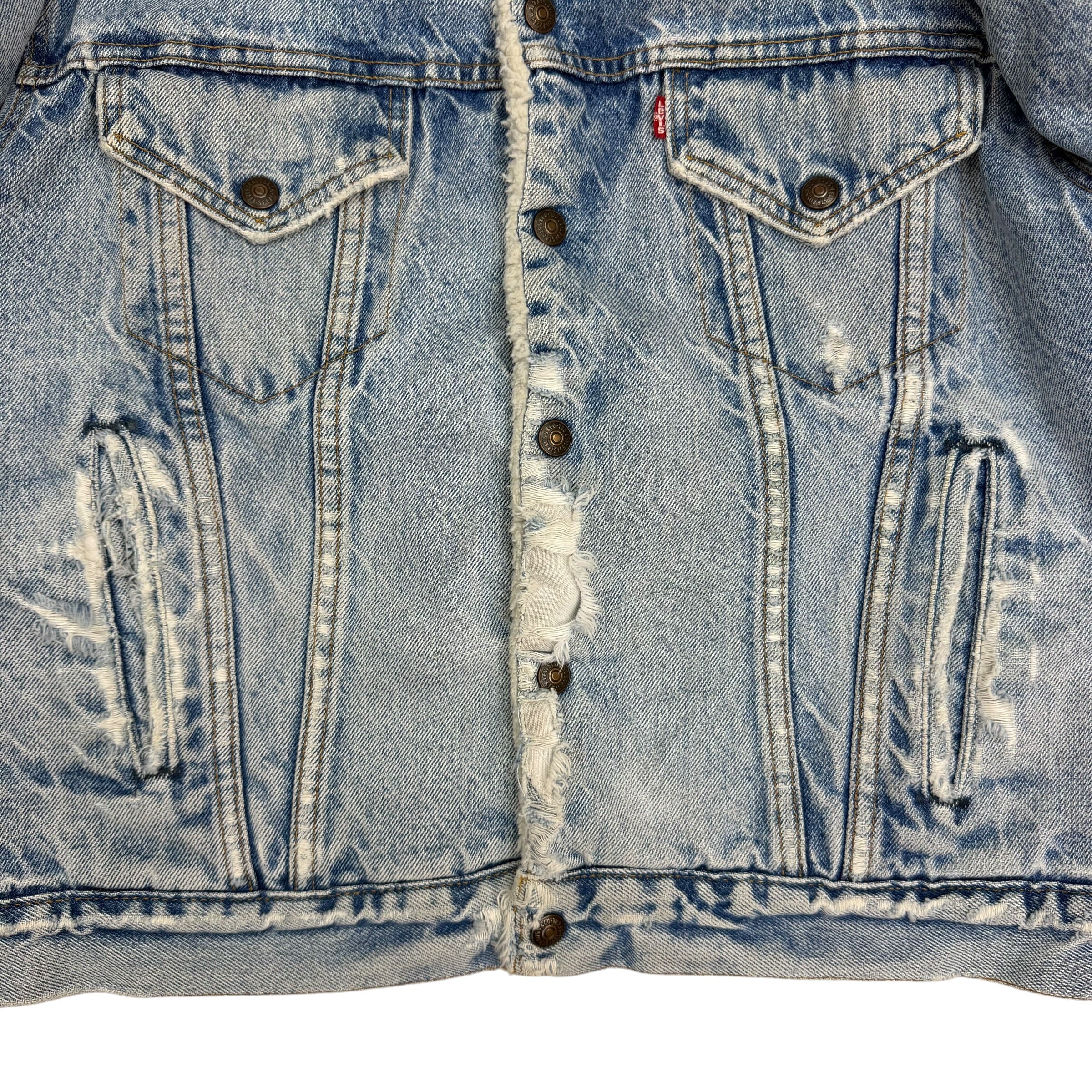 Vintage 80s Levi’s Sherpa Lined Denim Trucker Jacket Blue