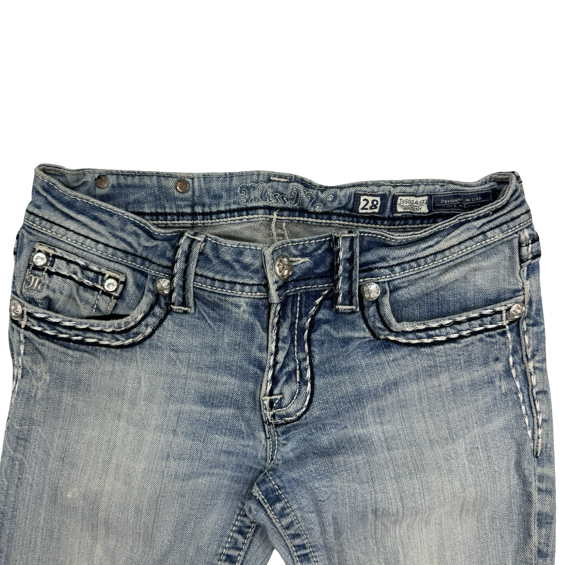 (W) Vintage Miss Me Skinny Denim Pants Light Wash