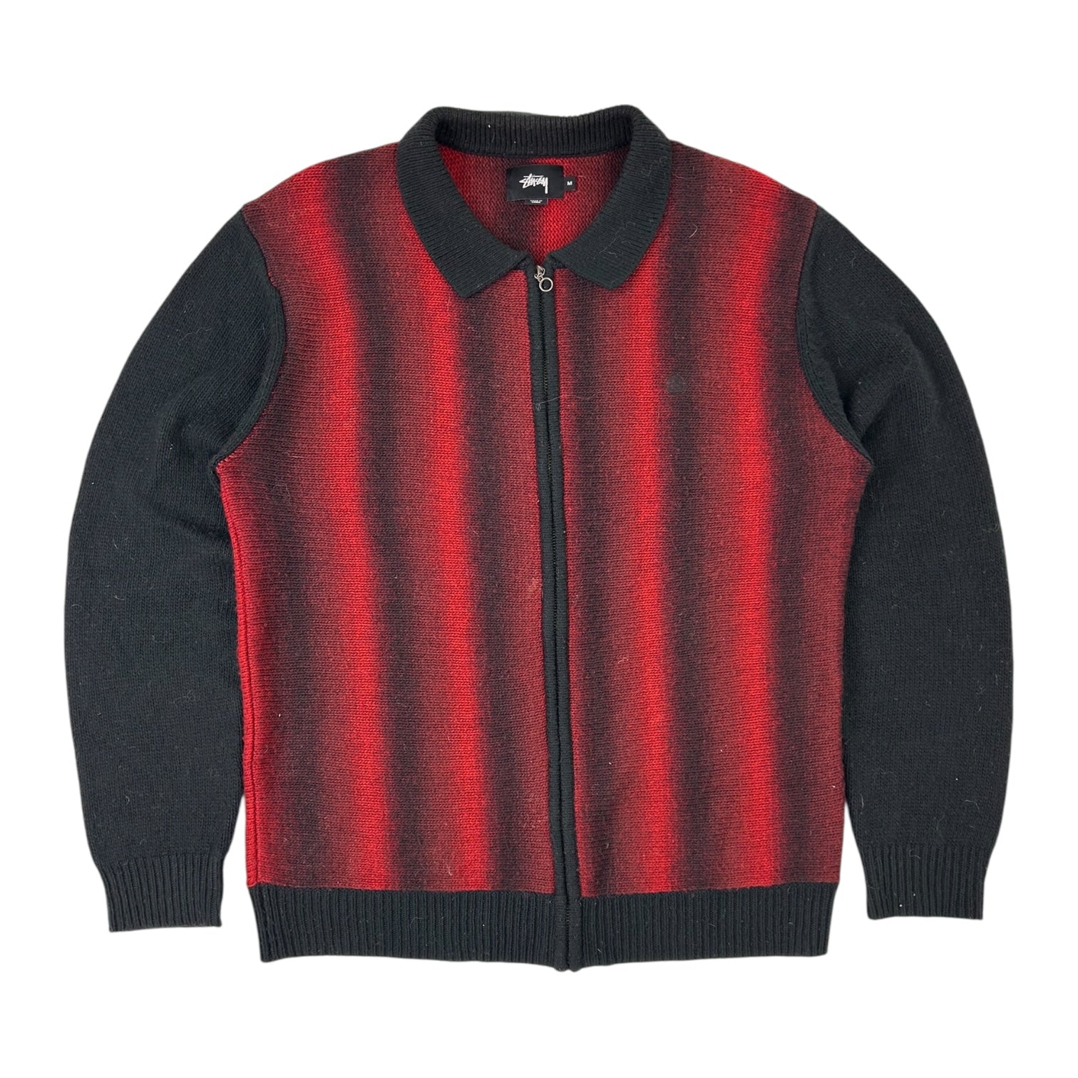 Stussy Plaid Zip Up Sweater Black/Red