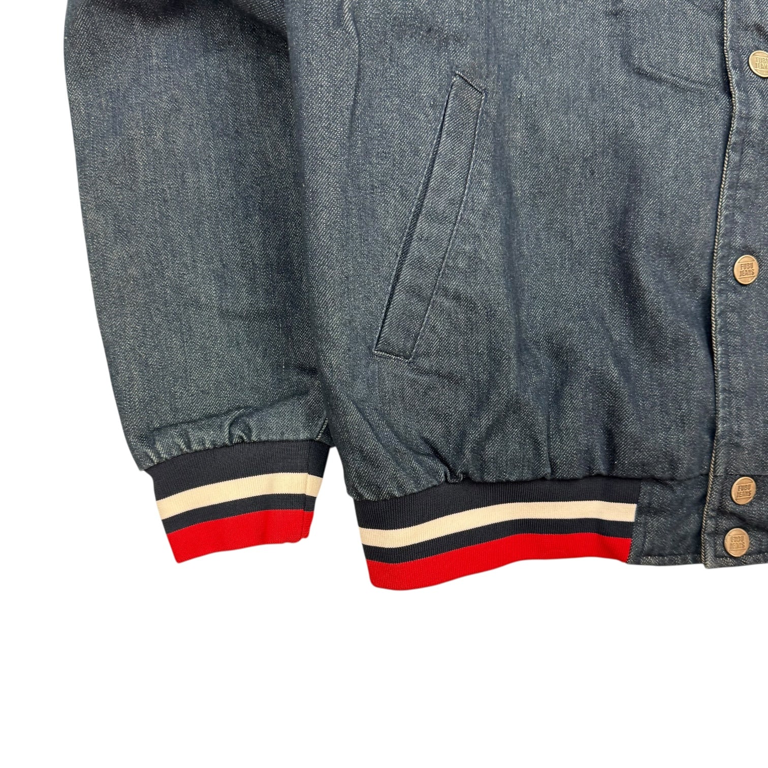 Vintage Fubu Jeans Collection Bomber Jacket Medium Wash